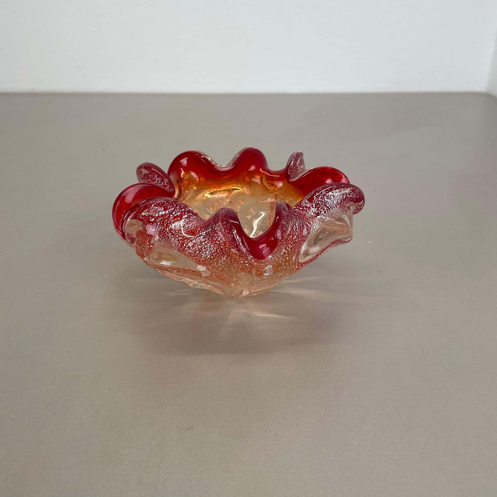 Murano Glass "Floral" Bowl Element Shell Ashtray By Barovier + Toso, Italy, 1970 photo furniture
