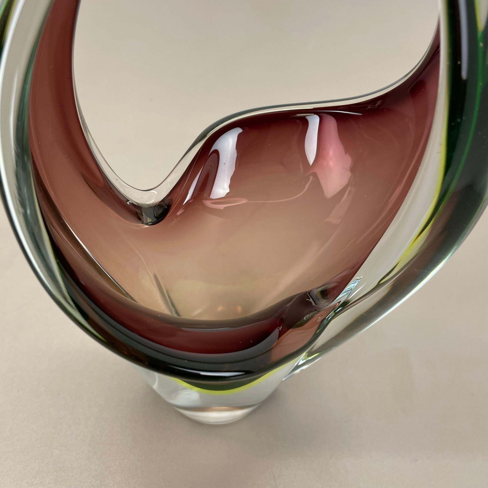 Large 30cm 1.9kg Glass Element Bowl By Flavio Poli Attrib., Murano, Italy, 1970s photo vintage