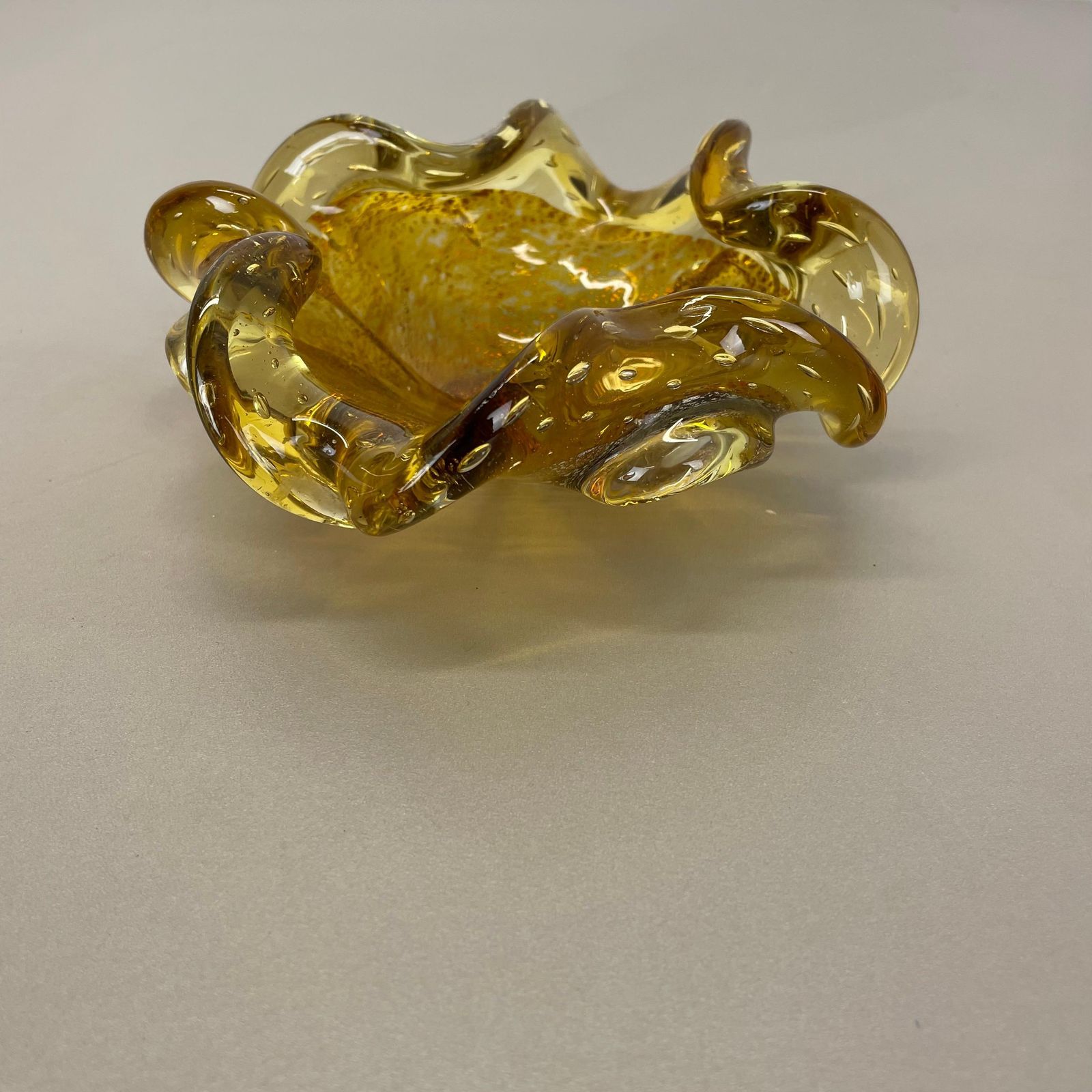 Home Decor Glass Bowl Element Shell Ashtray Murano Gold Dust Barovier And Toso, Italy 1970s photo