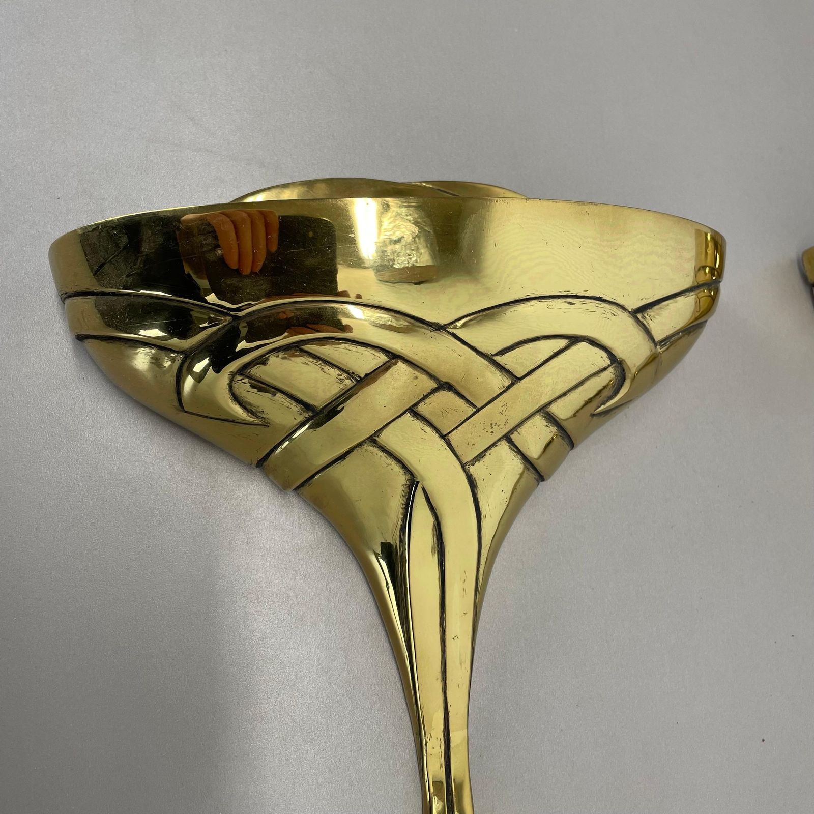 Set Of 2 Xxl 48cm Floral Brass Wall Light Sconces By C.S. Arte, Italy 1980s photo buy