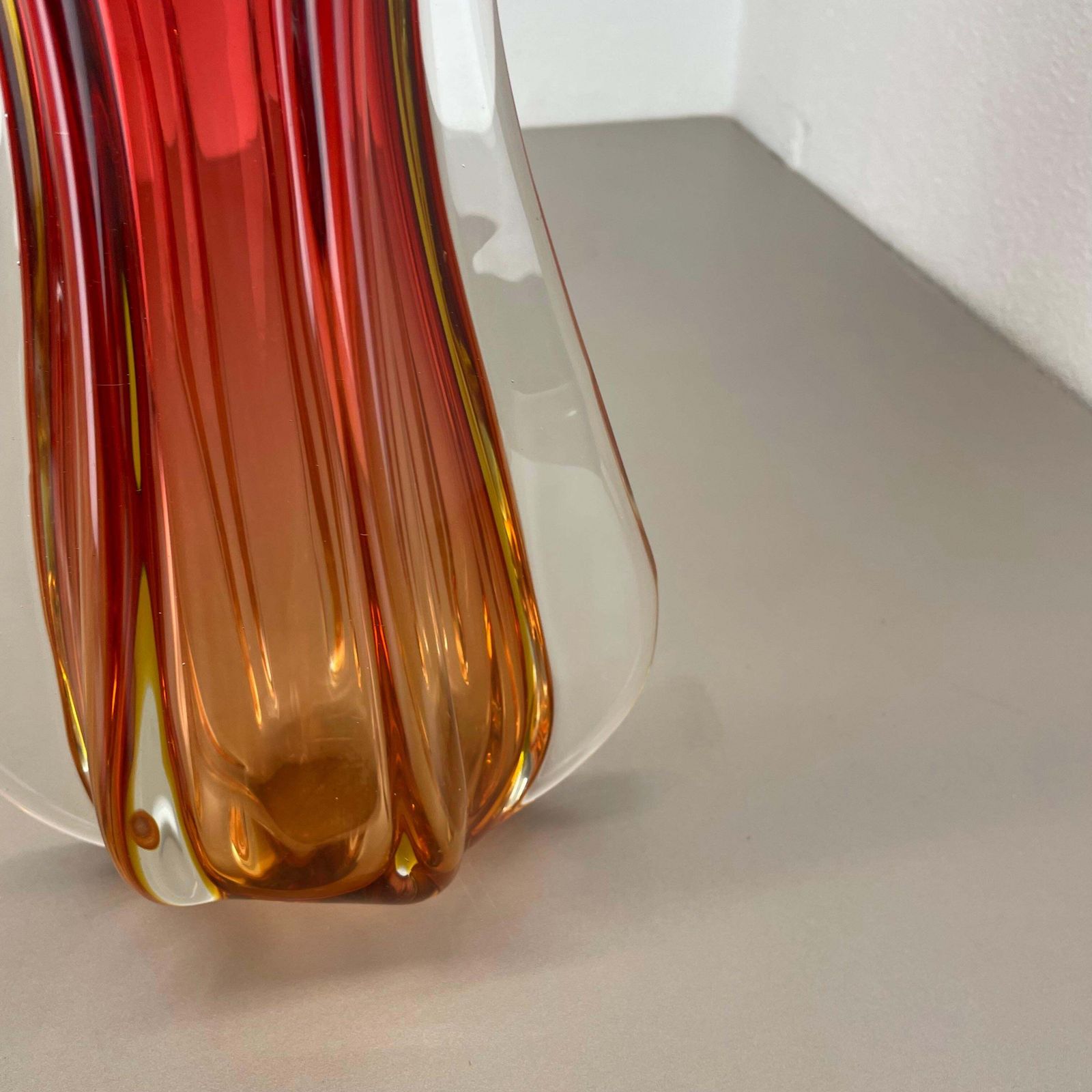 photo vintage Large 35cm 2.4kg Colorful Glass Vase By Flavio Poli Attrib., Murano, Italy 1970s