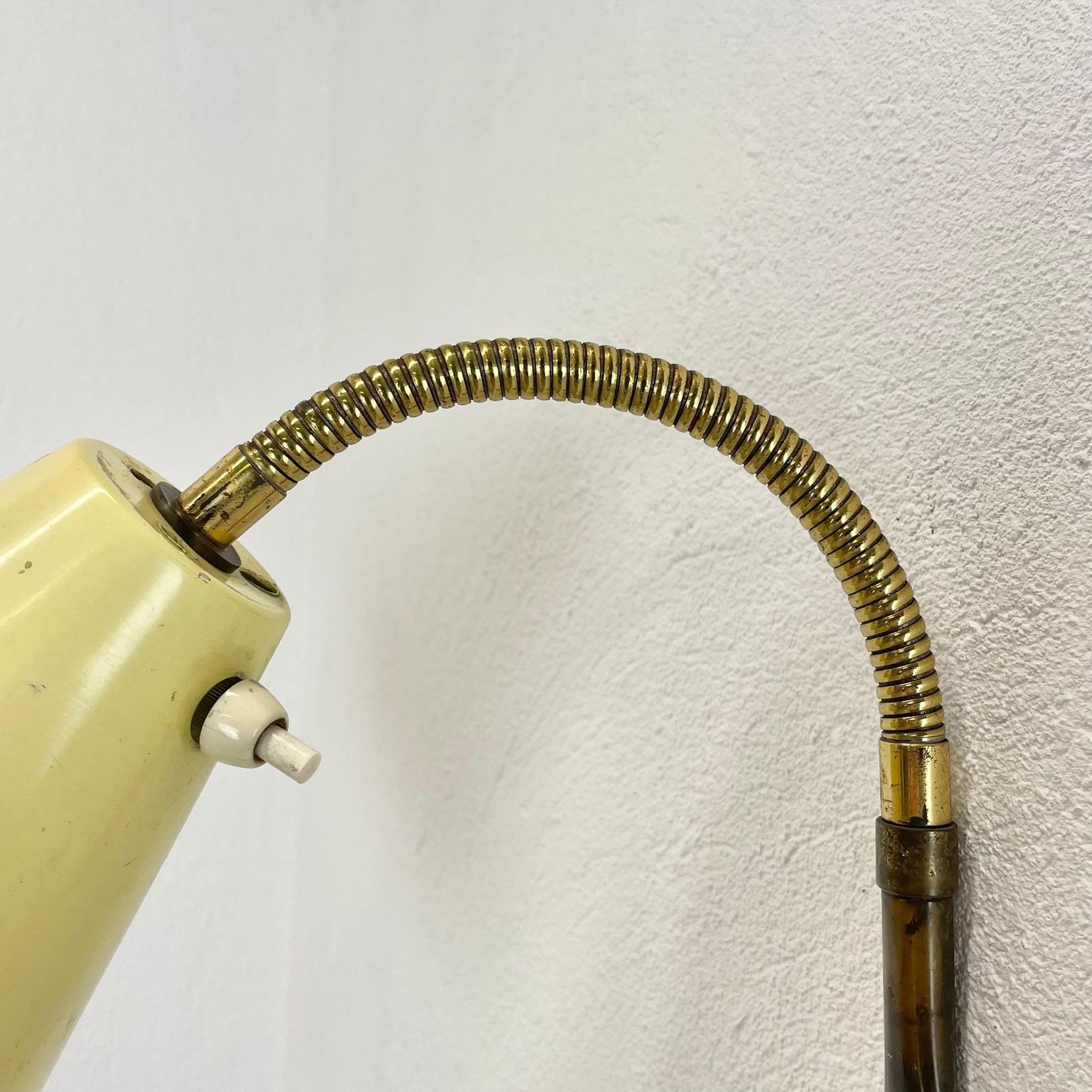 Rare Adjustable Yellow Metal Brass Stilnovo Style Wall Ceiling Light, Italy 1950 photo 753.0