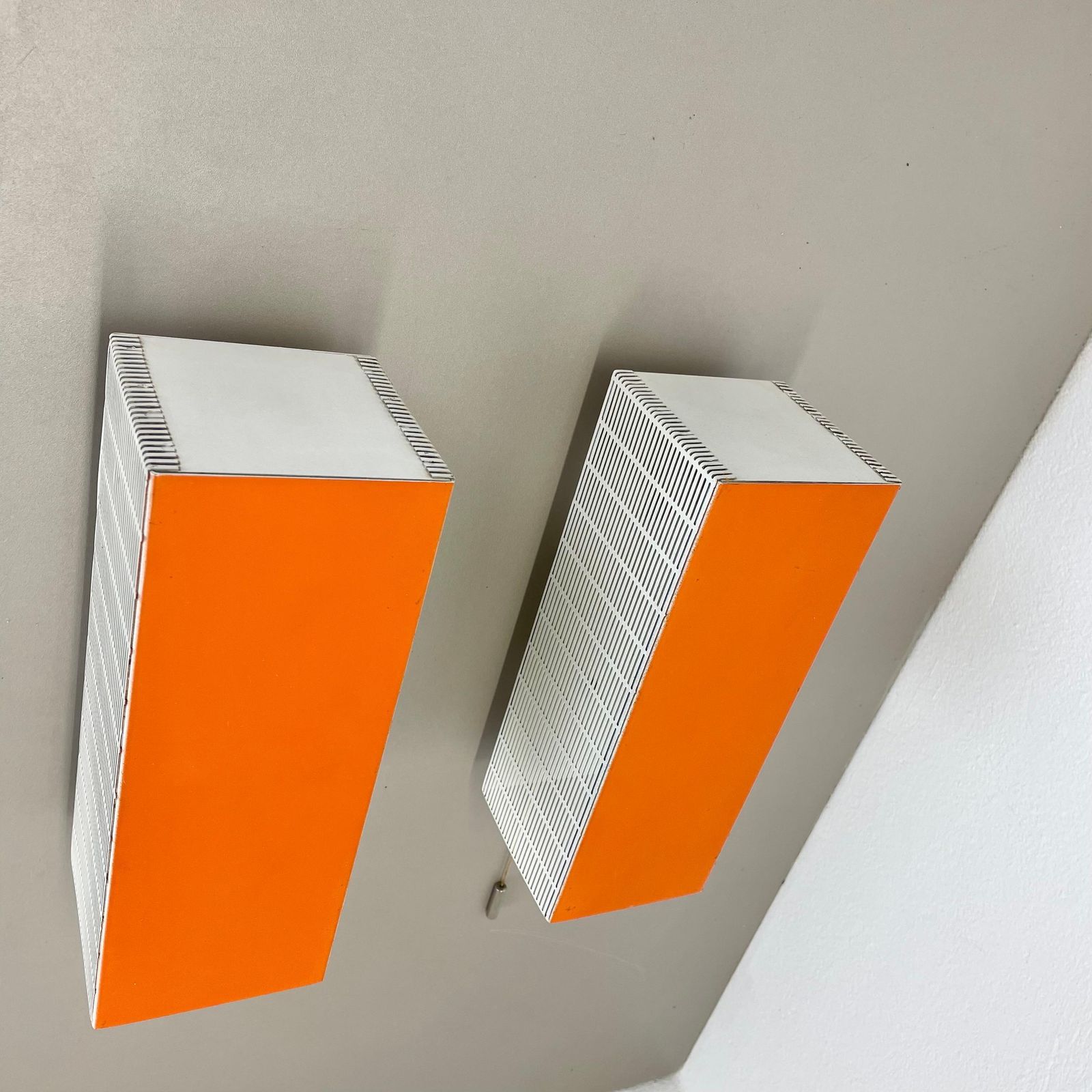 Lighting Set Of Two Hole Pattern Pop Art Wall Light Sconces Mategot Style, France, 1970s photo