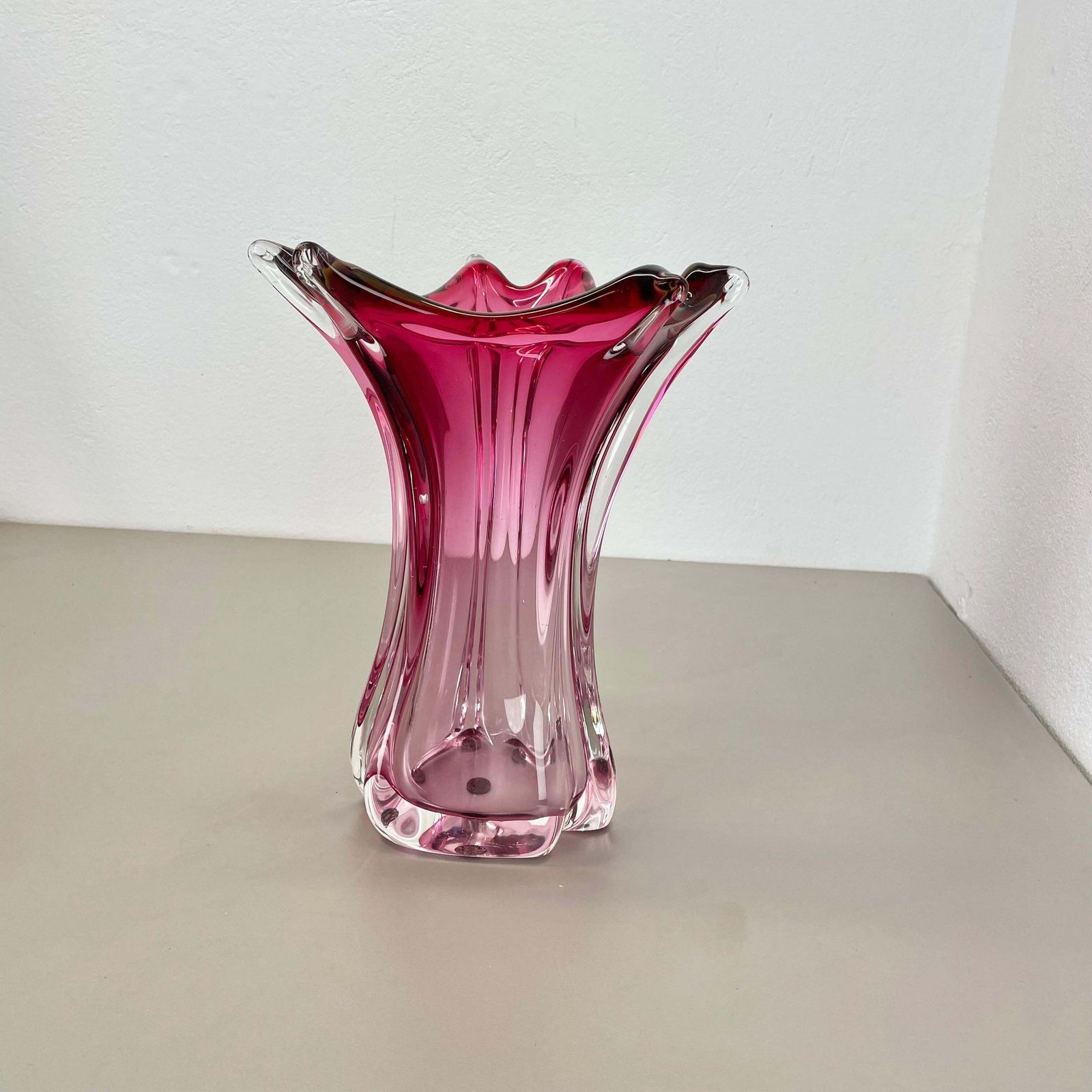 Large 4.1kg 32cm Murano "Chambord" Glass Vase By Fratelli Toso, Italy, 1970s photo Home Decor