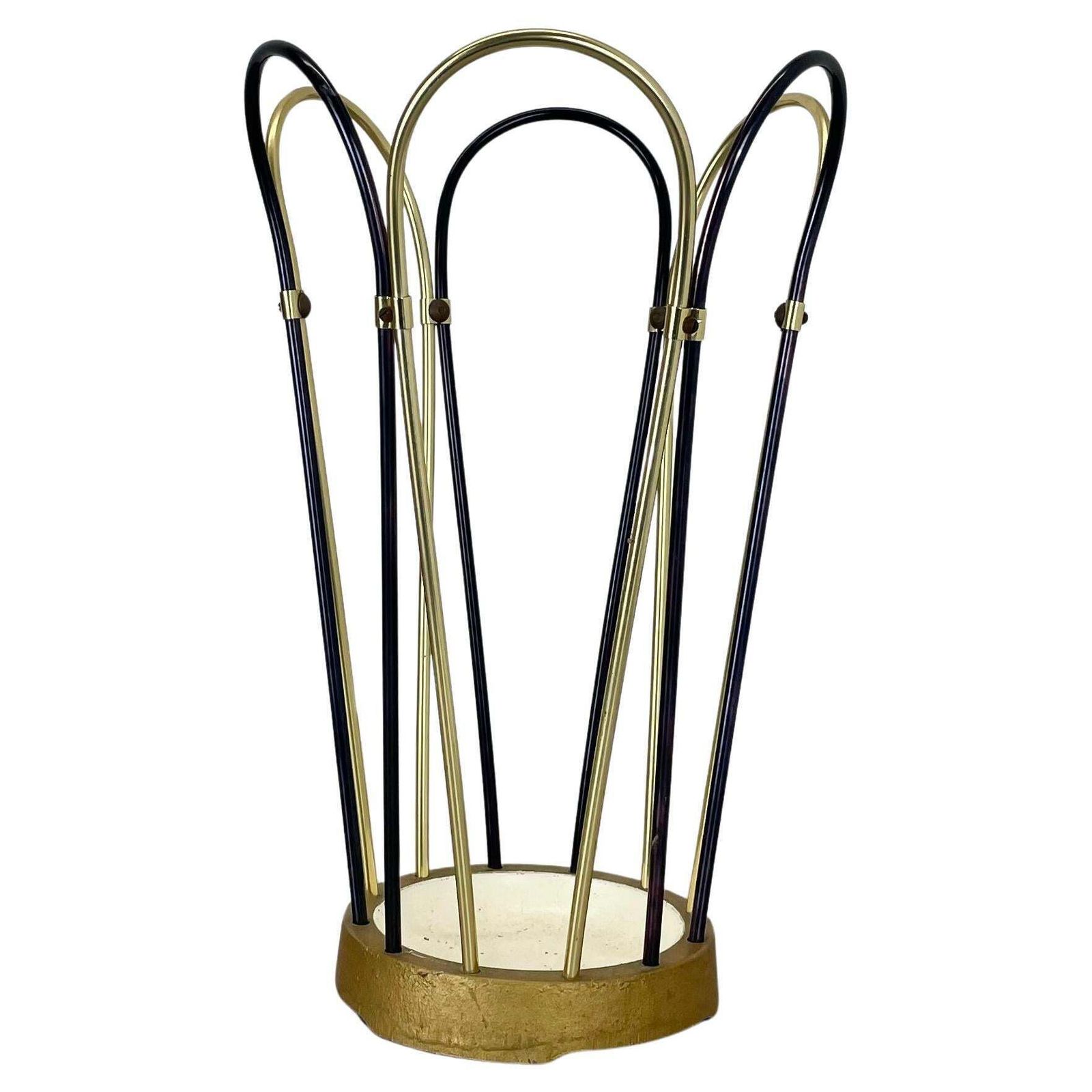Original Mid Century Metal Brass Modernist Bauhaus Umbrella Stand Germany, 1950s