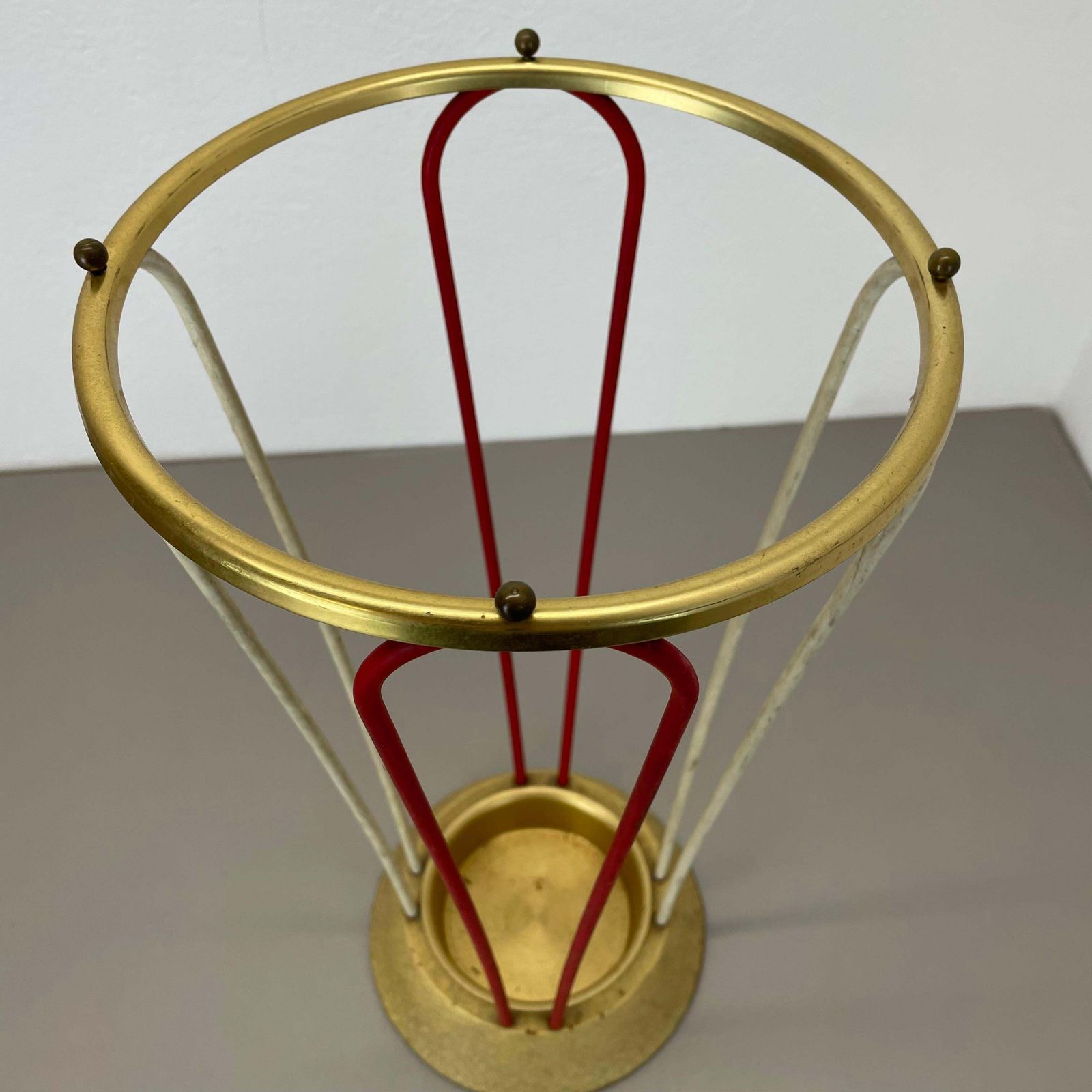 photo furniture Original Looped Metal Brass Modernist Bauhaus Umbrella Stand Germany, 1950s