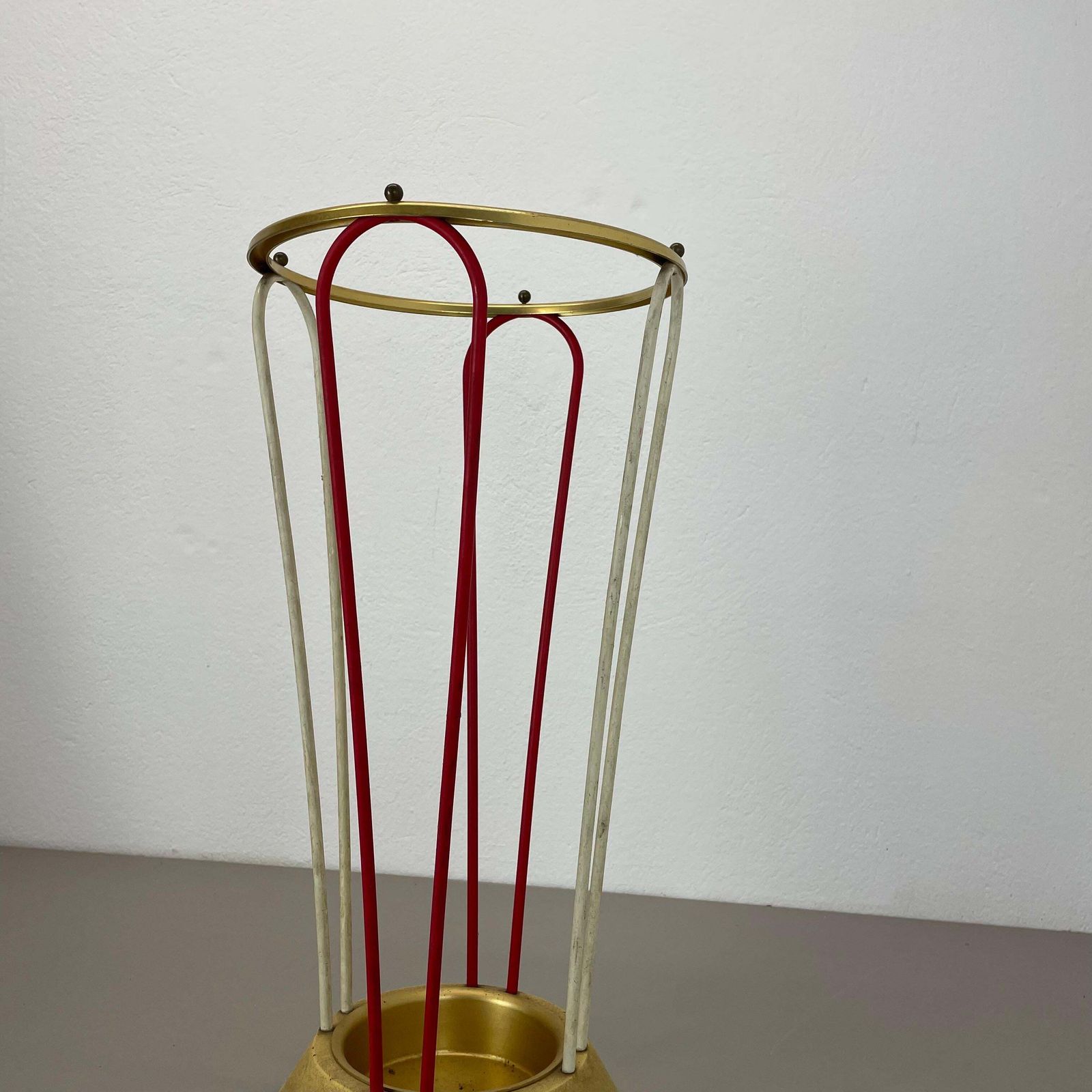 photo buy Original Looped Metal Brass Modernist Bauhaus Umbrella Stand Germany, 1950s