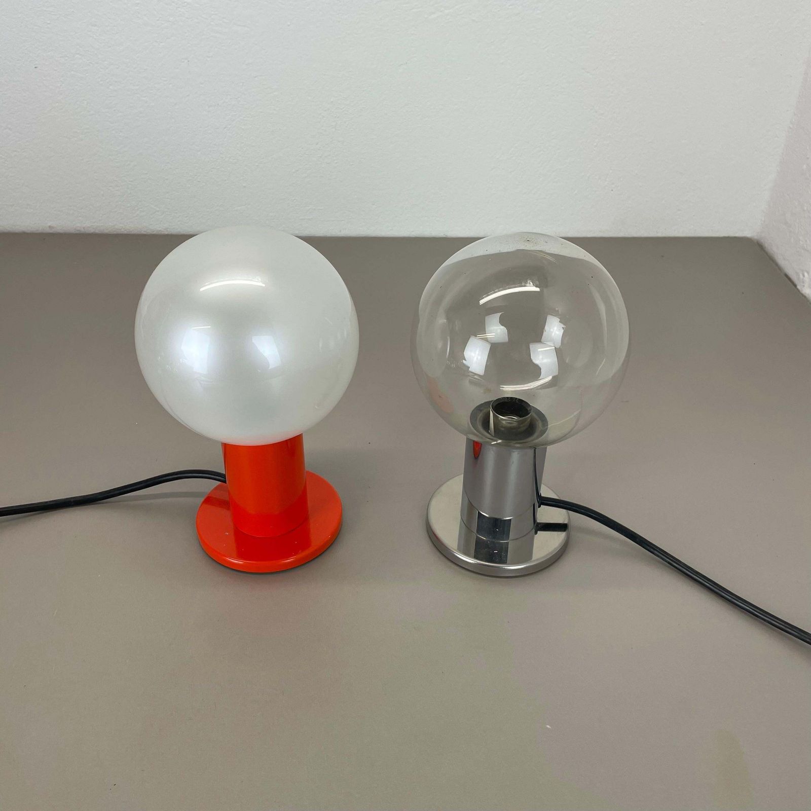 Set Of 2 Table Light Glass Bulb Designed By Motoko Ishi For Staff Lights, 1970s photo furniture