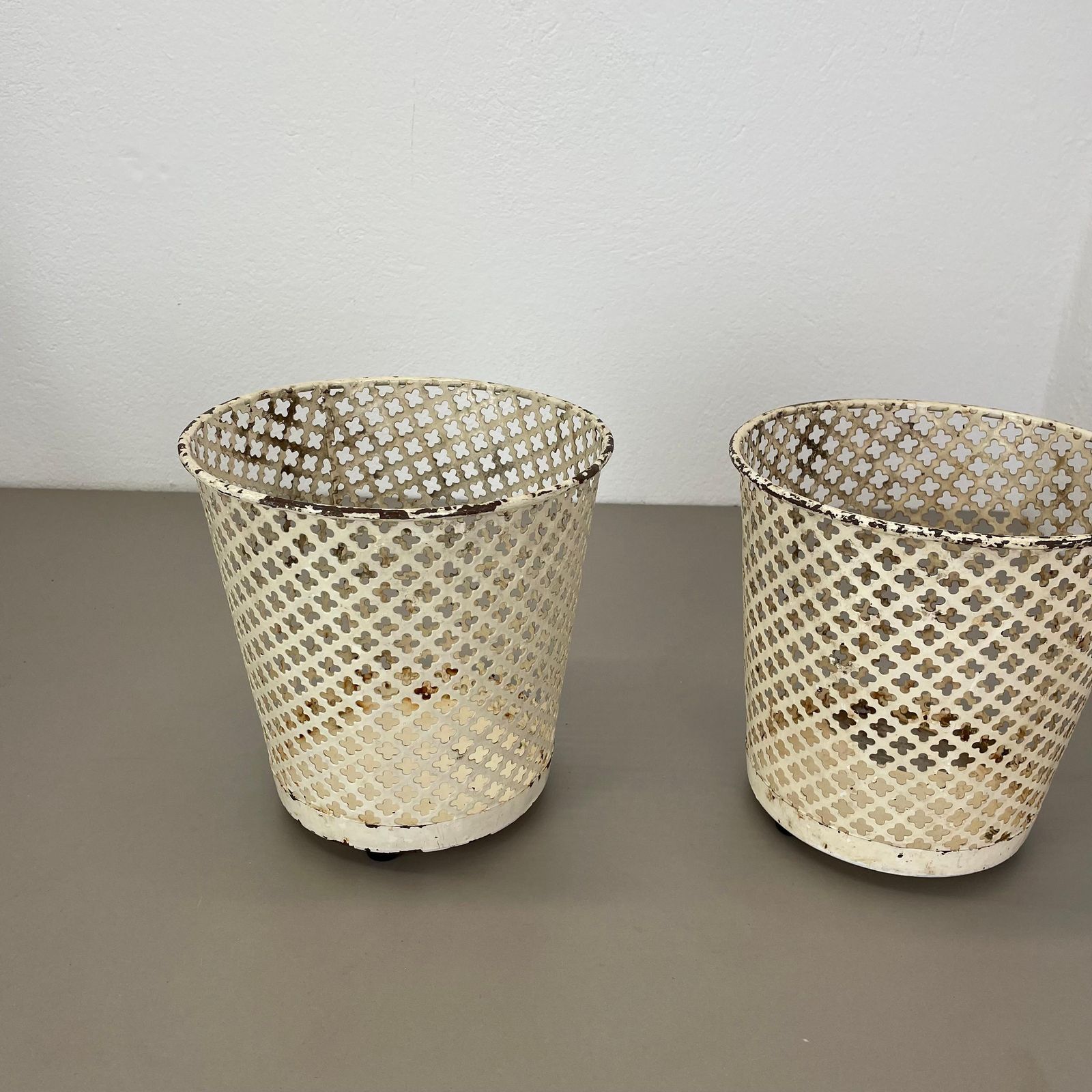 Set Of Two Flower Pot Plant Stands Vases By Mathieu Mategot Attr., France 1950 photo Home Decor