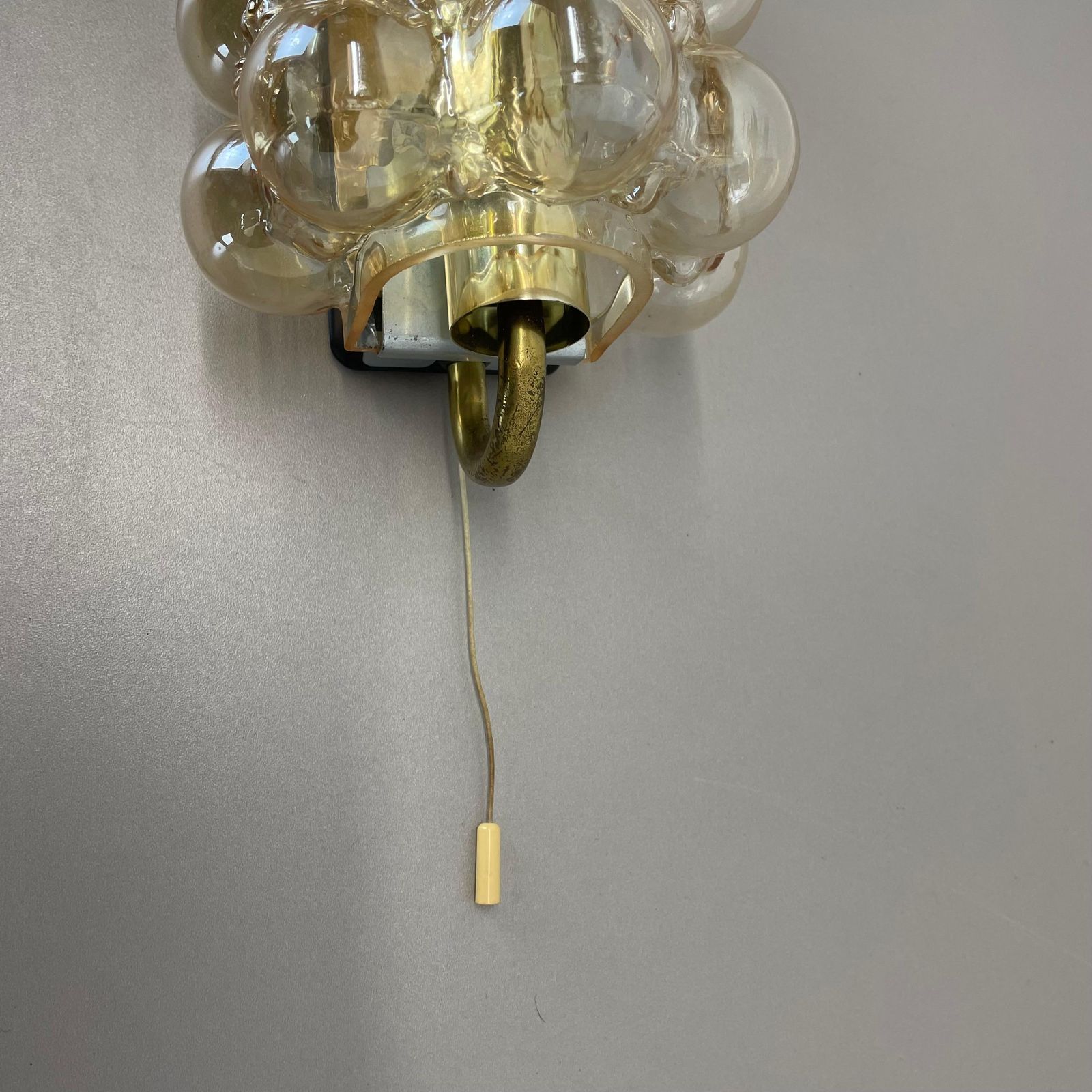 Original Amber Glass Wall Light Sconces Helena Tynell Glashütte Limburg, 1960s photo 575.0