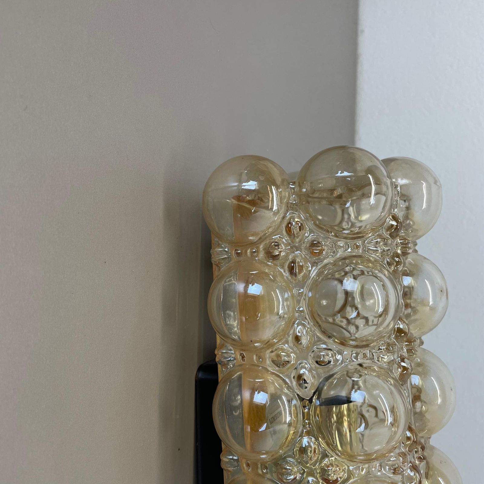 photo for sale Original Amber Glass Wall Light Sconces Helena Tynell Glashütte Limburg, 1960s
