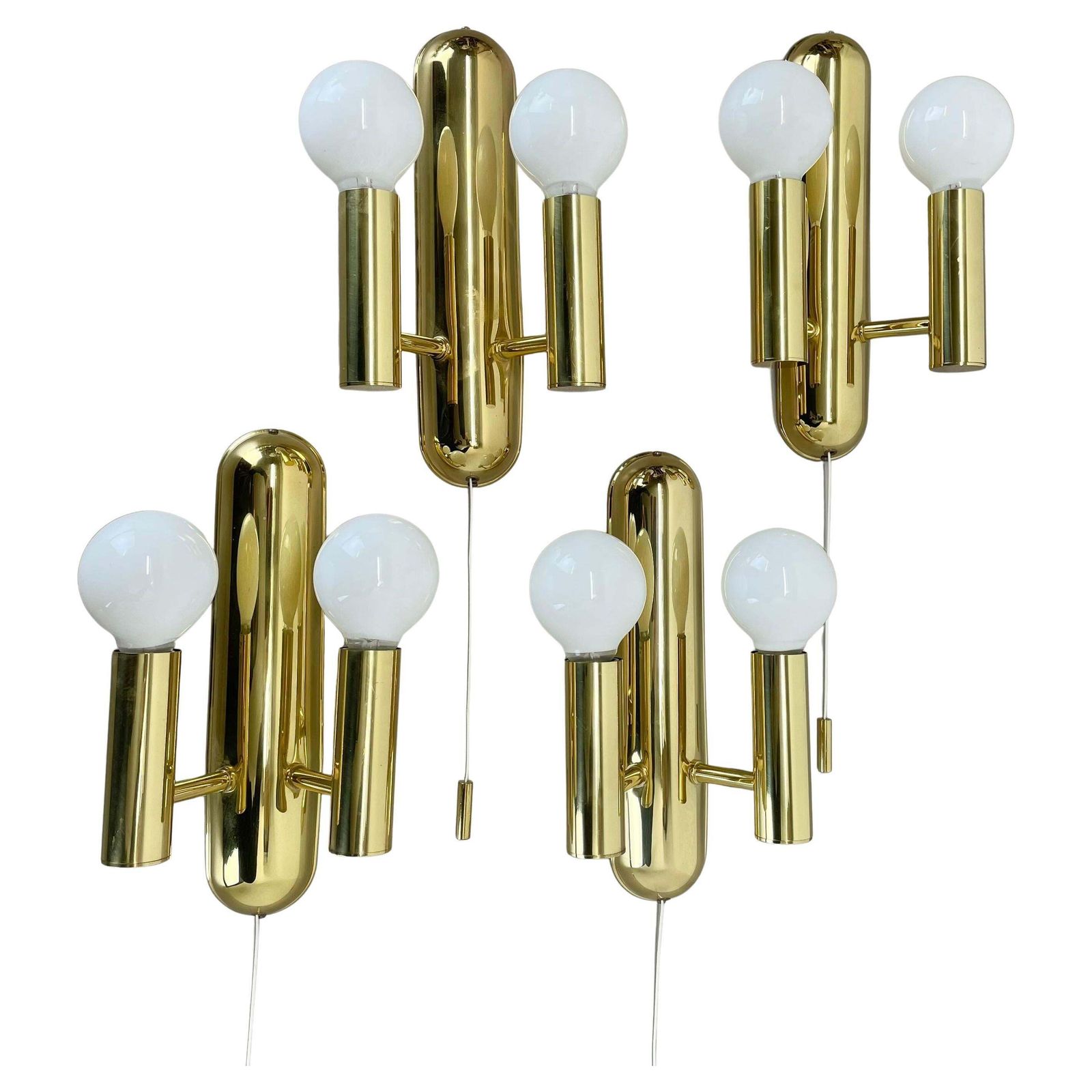 2 Of 4 Pop Art Space Age Brass Wall Light By Sölken Lights Germany, 1980s