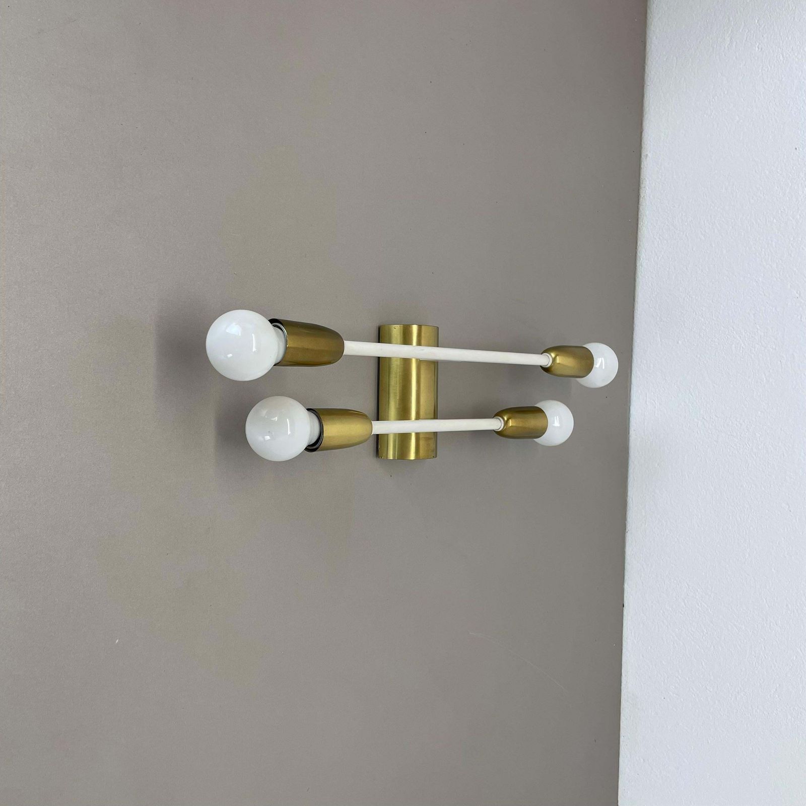 Rare Minimalist 37cm Brass Stilnovo Style Theatre Wall Light Sconce, Italy 1950s photo for sale