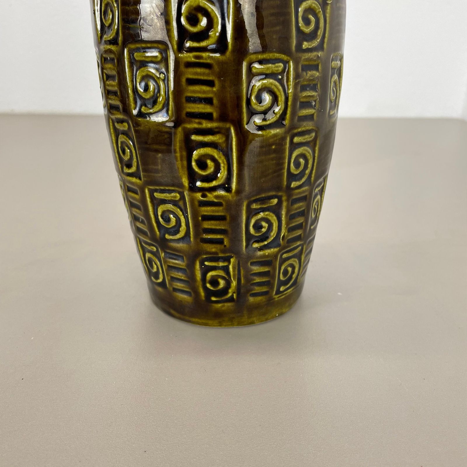 Extraordinary "Abstract Line" Tube Pottery Fat Lava Vase Scheurich Germany  1970 photo buy