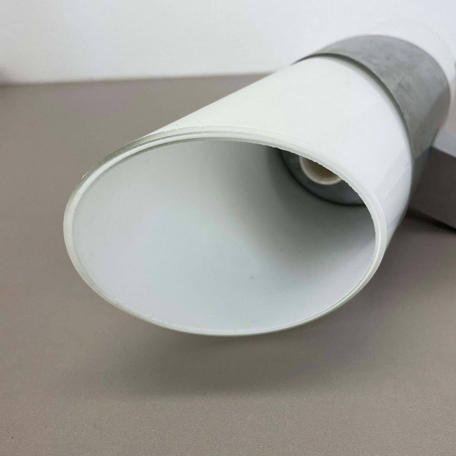 photo buy Rare Xxl 40cm Silver Metal And Satin Glass Tube "Torch" Wall Light, Italy 1970s