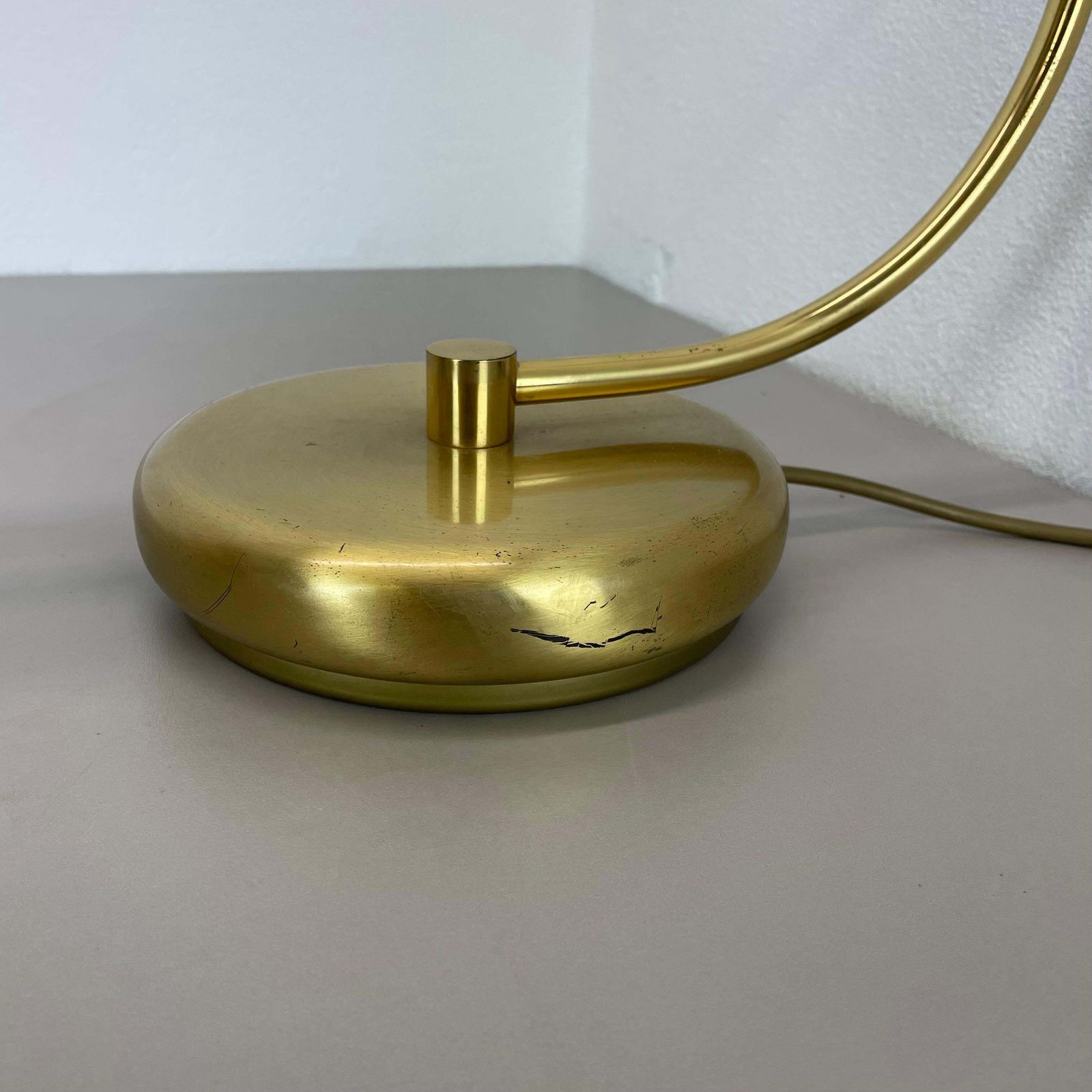 photo for sale Rare Xxl Space Age Brass Metal Koch And Lowy Style Table Light, Germany 1970s