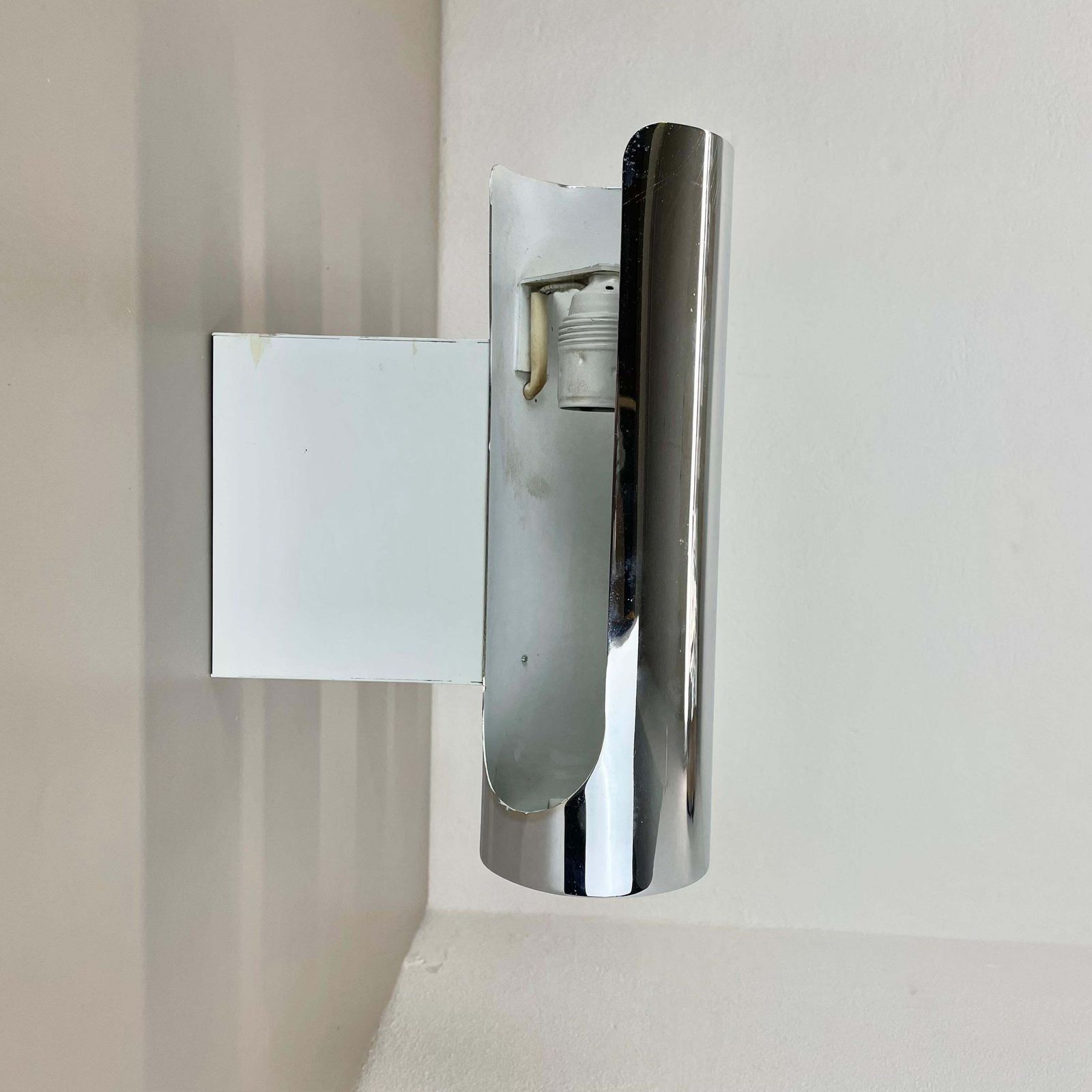 Set Of 2 Modernist Xxl 30cm Atomic Space Age Chromed Wall Lights, Germany 1970s photo buy