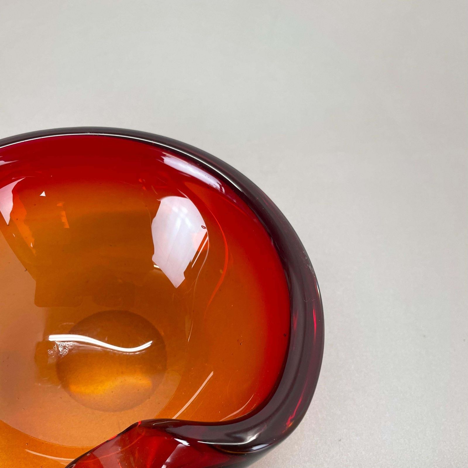 Rare Murano Glass "Red Yellow"  Bowl Element Shell Ashtray Murano, Italy, 1970s photo buy
