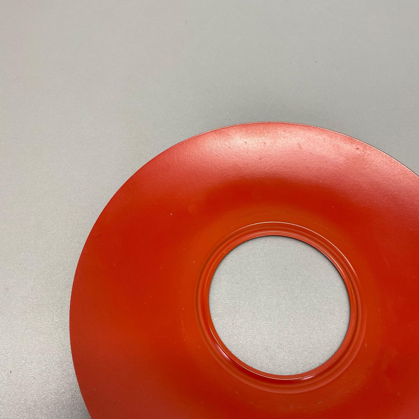 photo for sale Red Round 20cm Stilnovo Style Metal Opaline Glass Wall Light, Italy, 1960s