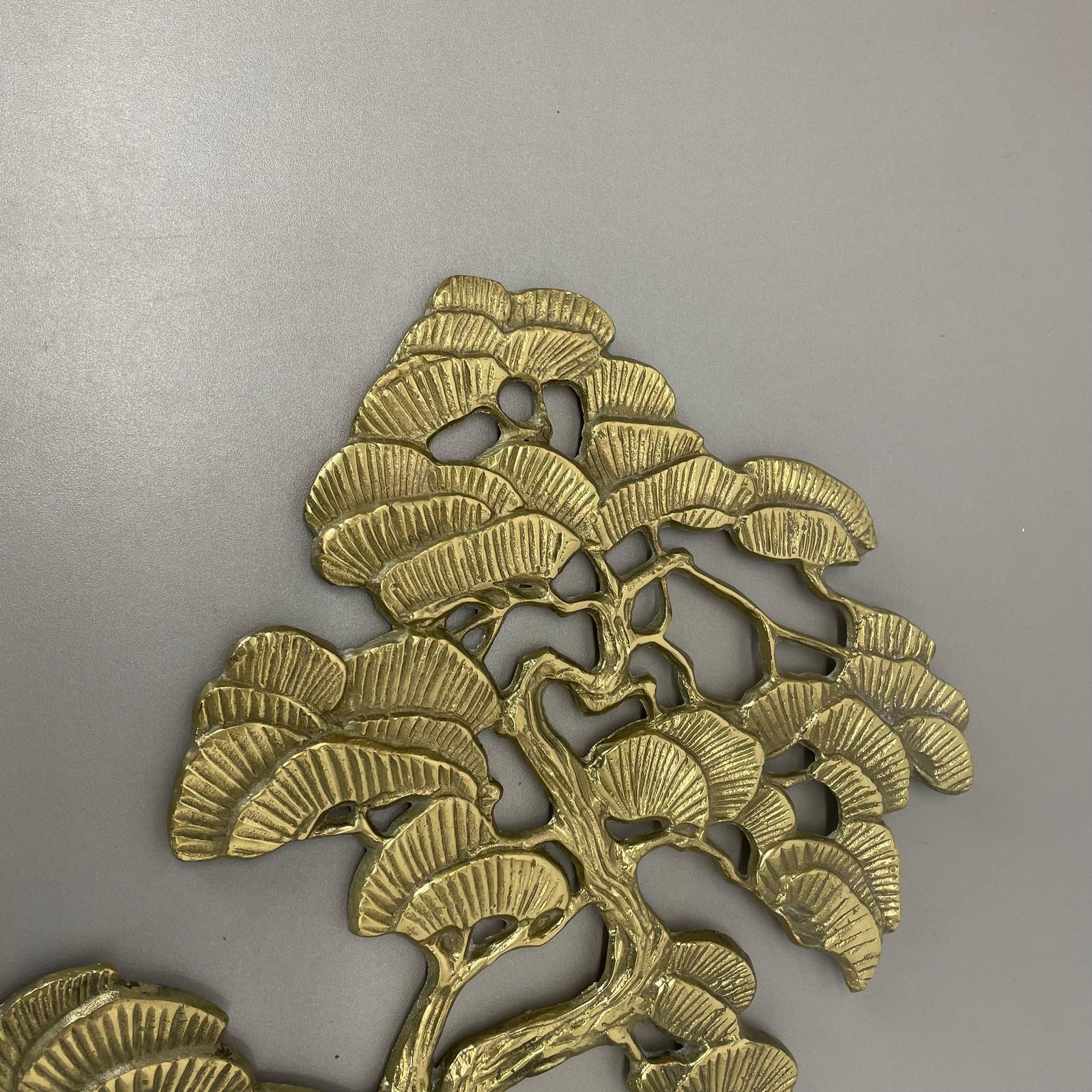 Vintage Modernist Brass Wall Object Decoration Sculpture Bonsai, Germany, 1960s photo for sale