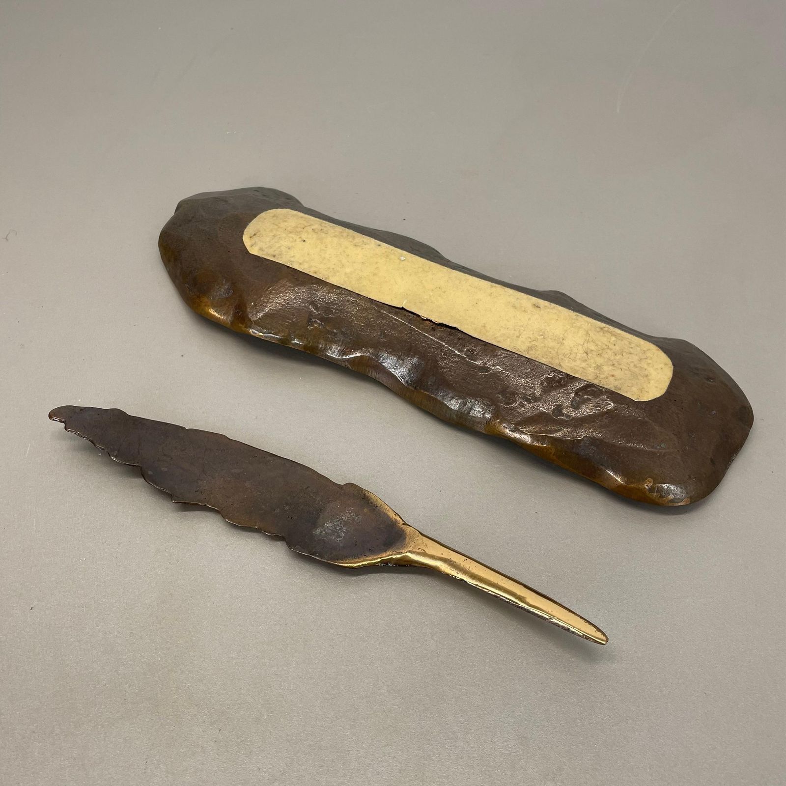 Home Decor Bronze Desk Shell Plate And Letter Opener Auböck Hagenauer Era, Germany, 1970s photo