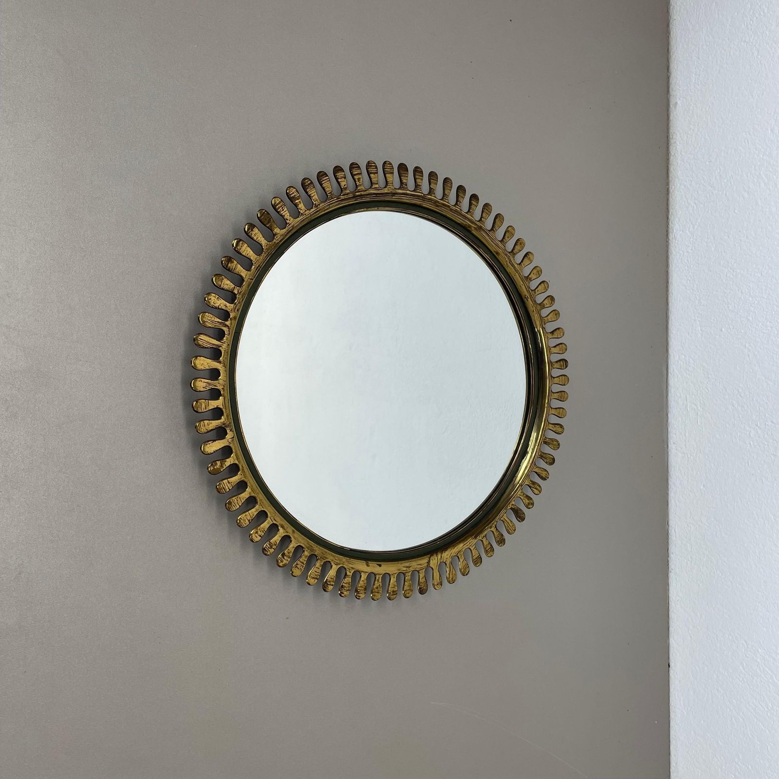Brass Wall Mirror In Josef Frank Style, By Vereinigte Werkstätten Germany 1950s photo furniture