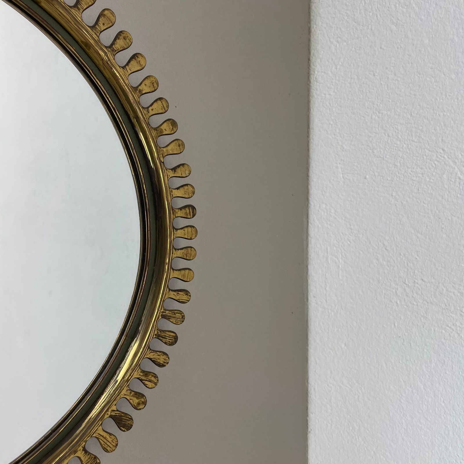 Brass Wall Mirror In Josef Frank Style, By Vereinigte Werkstätten Germany 1950s photo buy