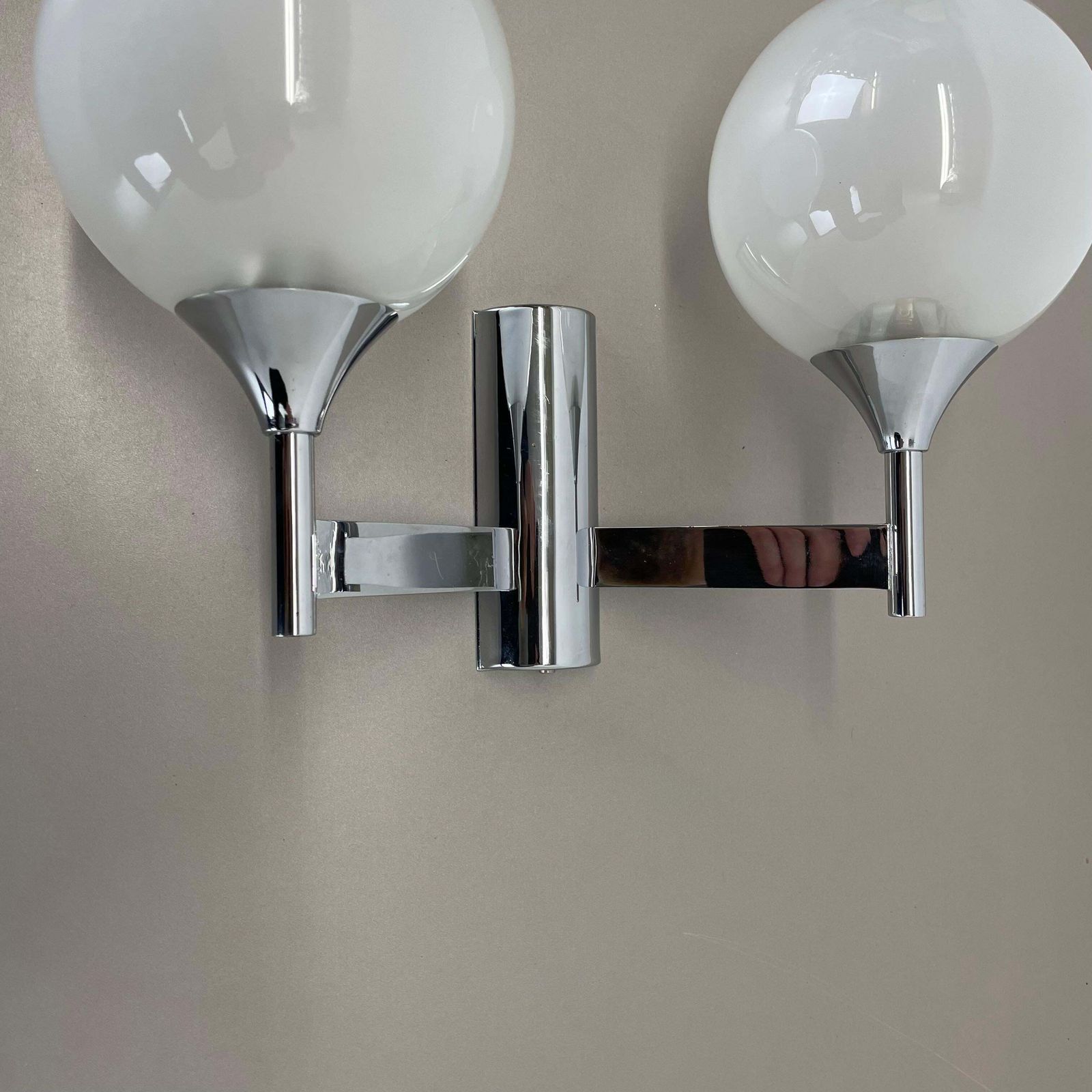 Rare Chrome Tube "Torch" Wall Light By Gaetano Sciolari Attrib., Italy 1970s photo buy