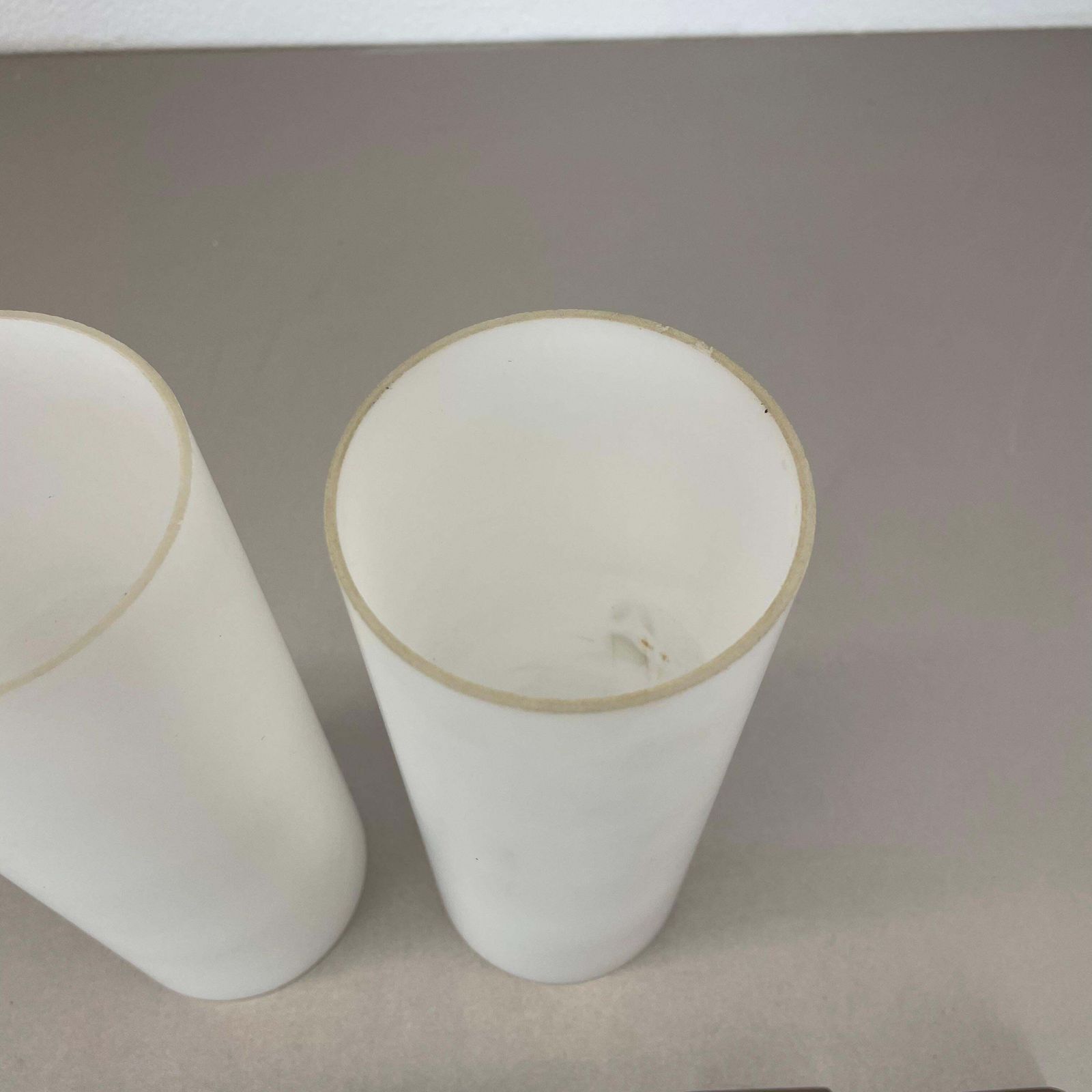 photo buy Set Of 2 Minimalist Satin White Glass And Teak Wall Light, Denmark, 1960s