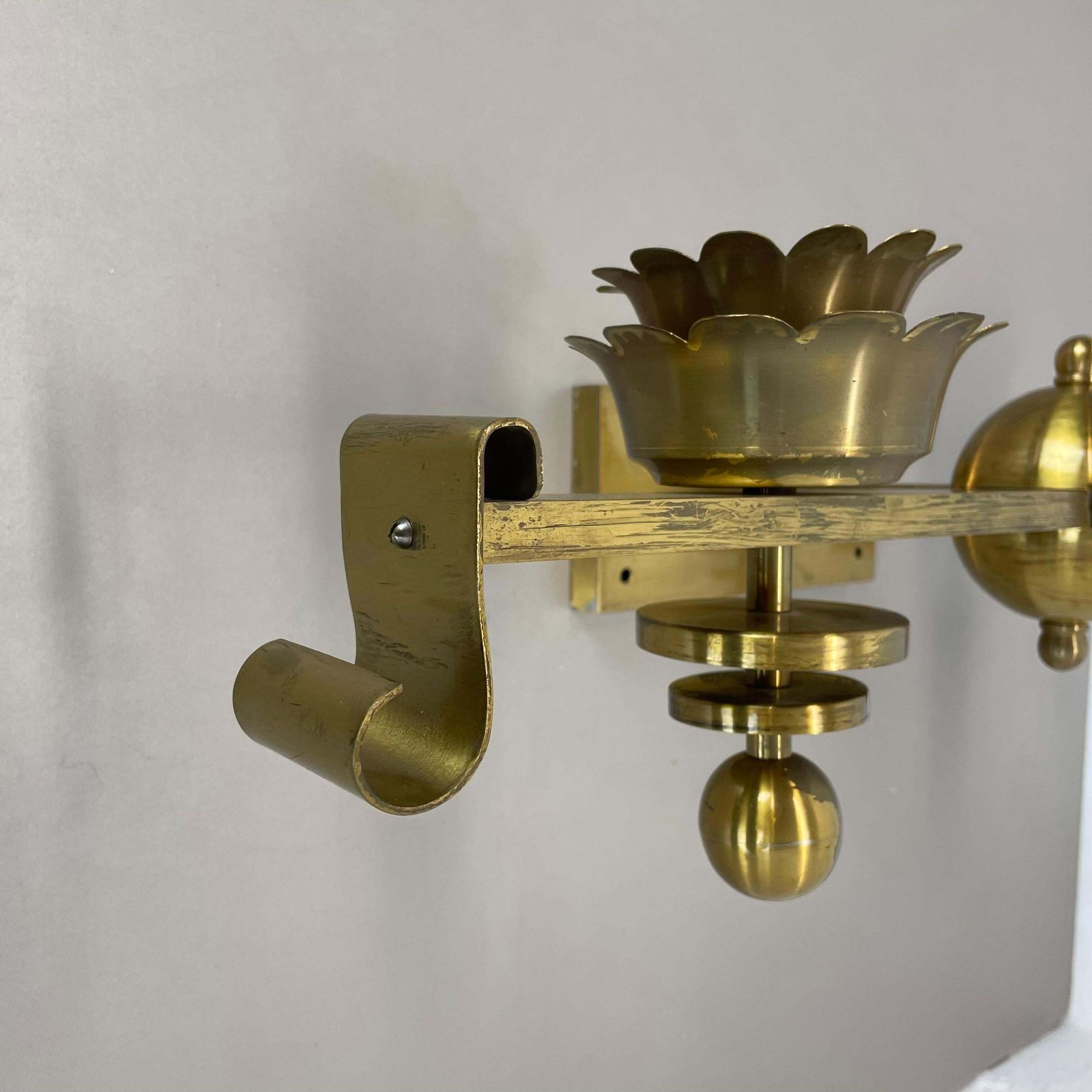 Rare Xxl Art Deco 65cm Solid Brass Stilnovo Style Theatre Wall Light Italy 1950s photo Lighting