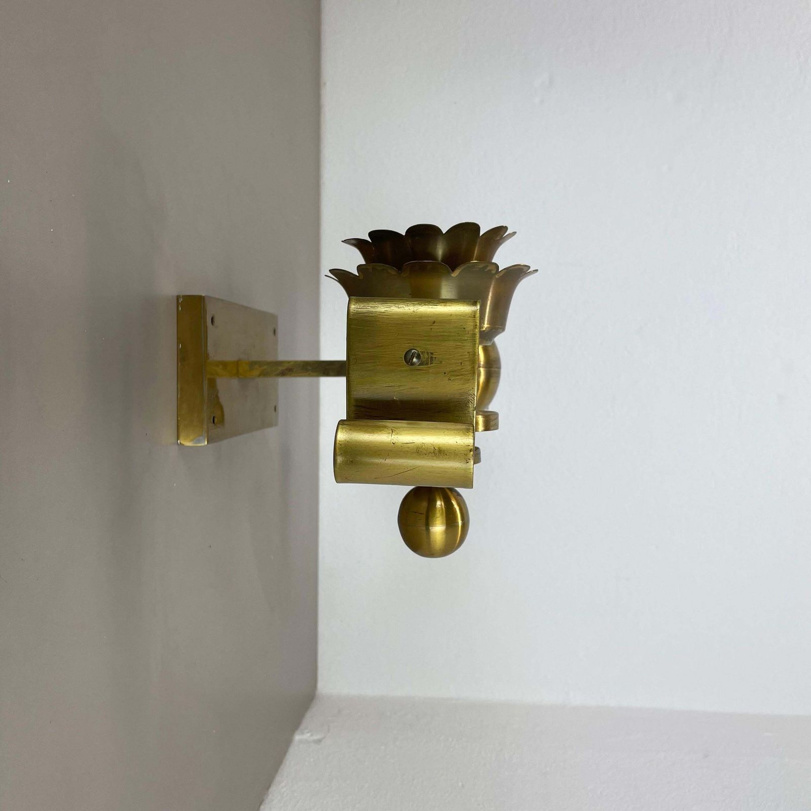 Rare Xxl Art Deco 65cm Solid Brass Stilnovo Style Theatre Wall Light Italy 1950s photo vinterior
