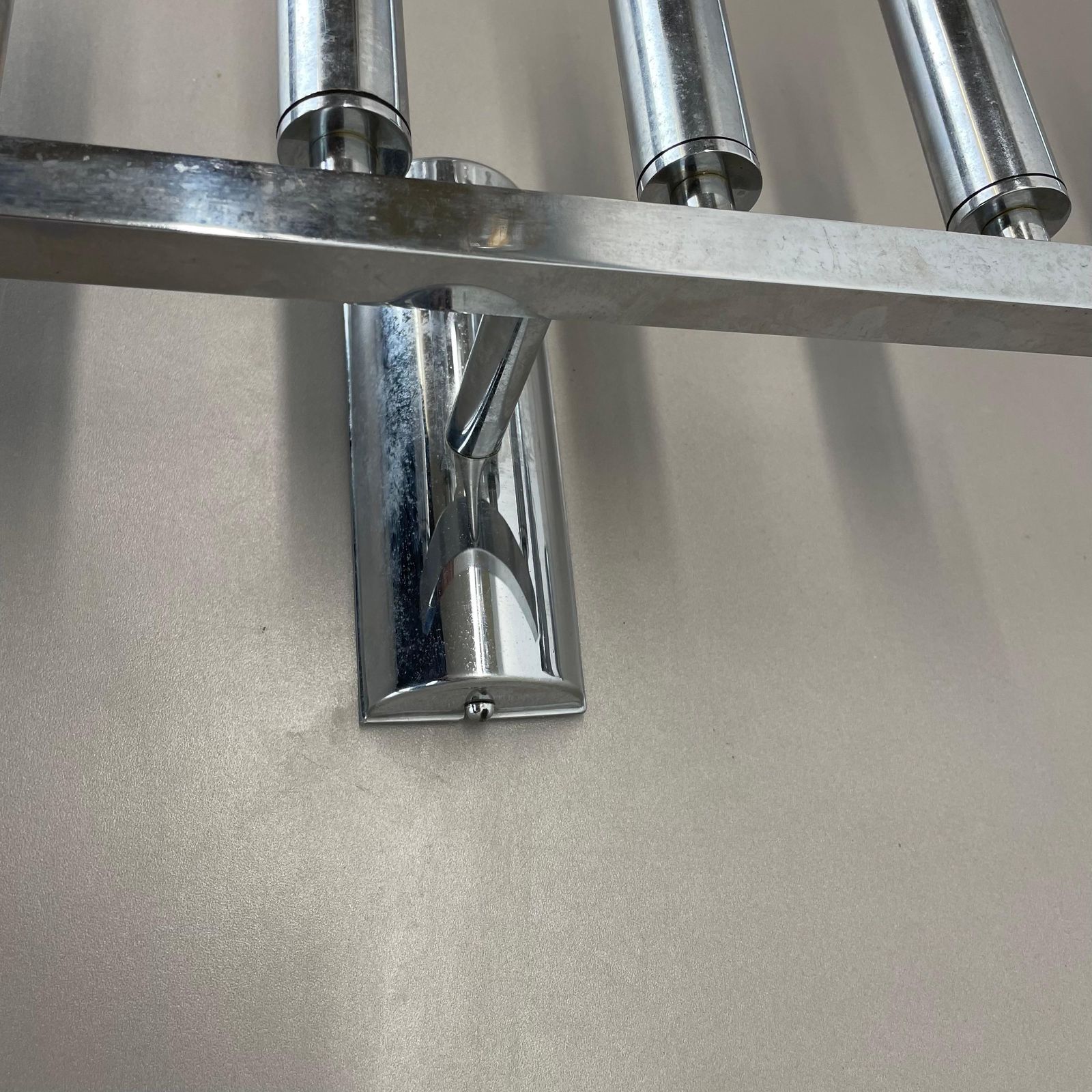 Set Of 2 Chrome Tube "Torch" Wall Lights By Gaetano Sciolari Attrib. Italy 1970s photo buy