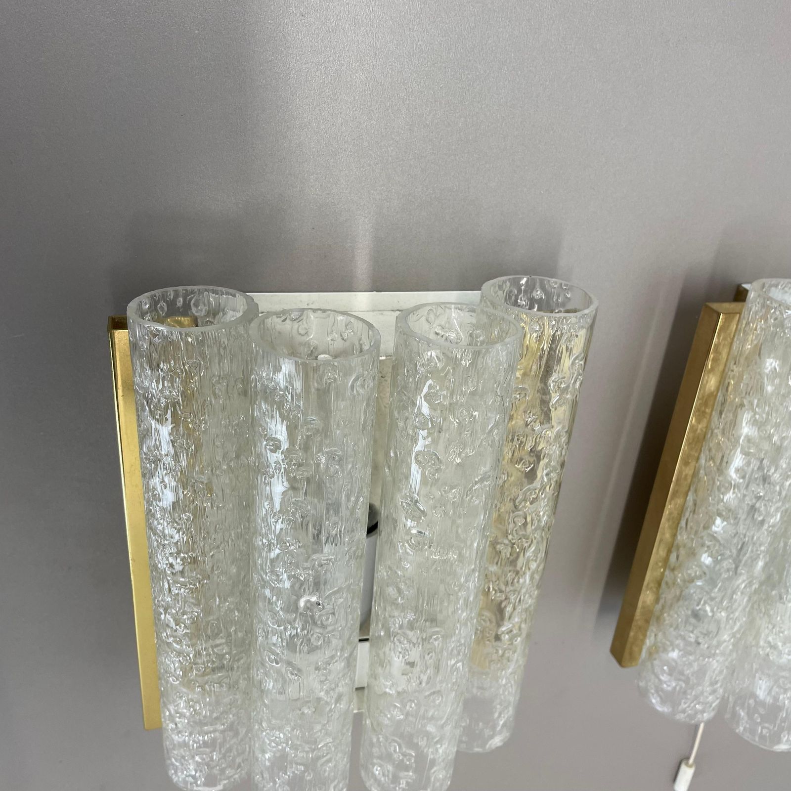 Set Of 2 Modernist Vintage Tube Glass Wall Lights By Doria Lights, Germany 1970s photo Lighting
