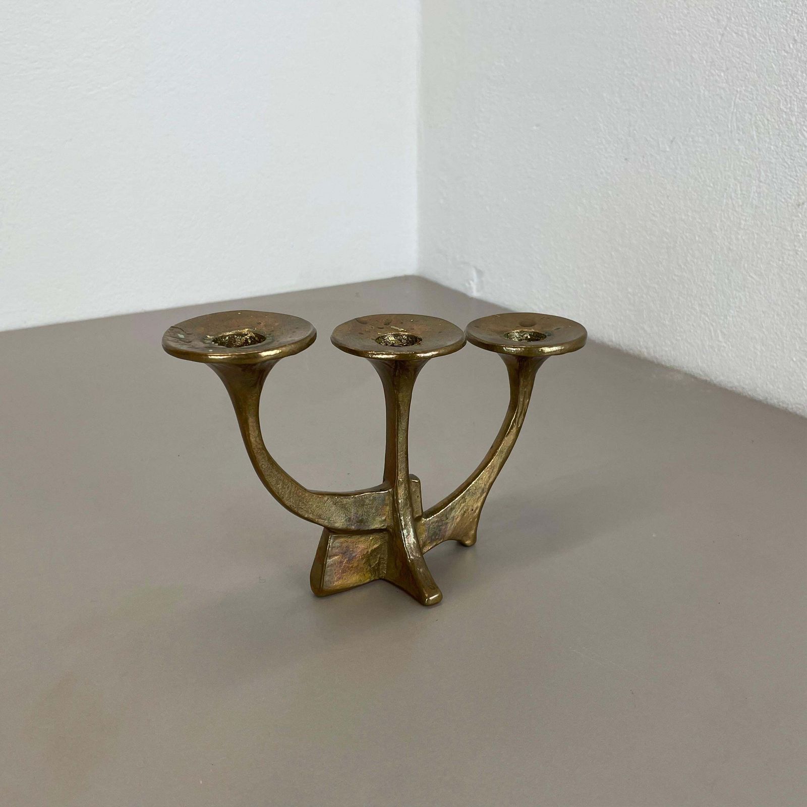 Midcentury Brutalist Bronze Candleholder By Michael Harjes, Germany, 1960s photo furniture