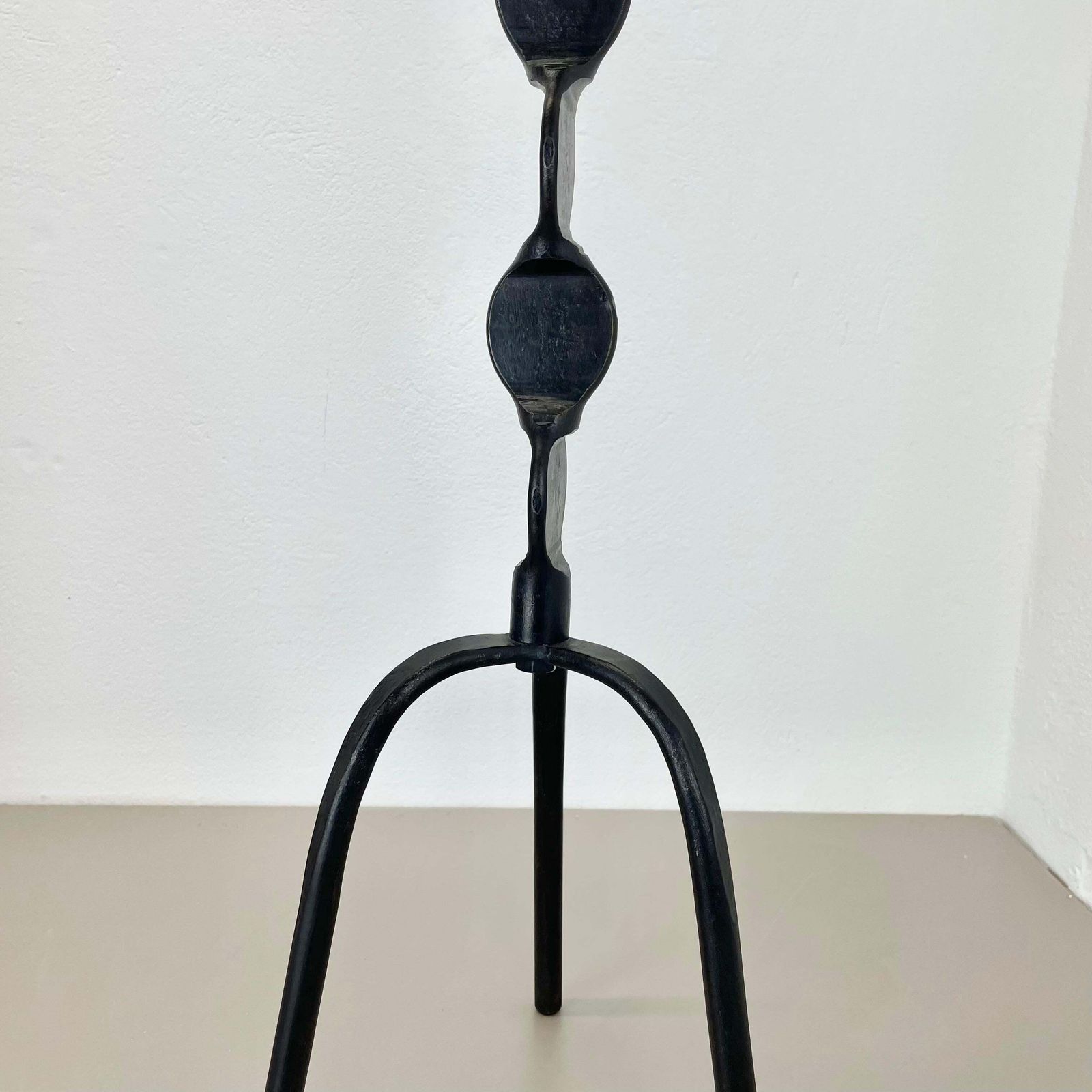 Xl 75cm Modernist Sculptural Brutalist Metal Floor Candleholder, Germany, 1970s photo vintage