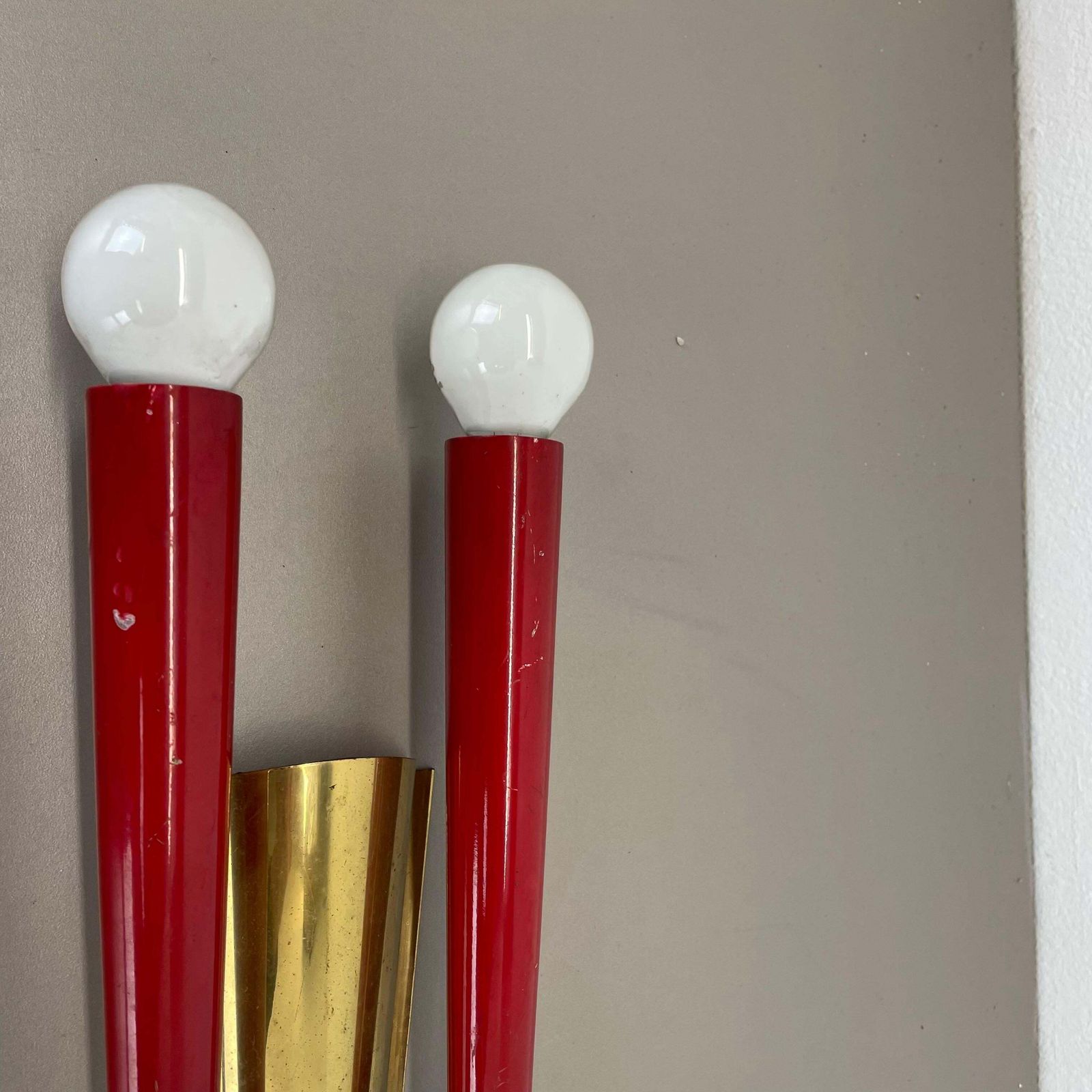 Rare Minimalist 32cm Brass Stilnovo Style Theatre Wall Light Sconce, Italy 1950s photo vintage