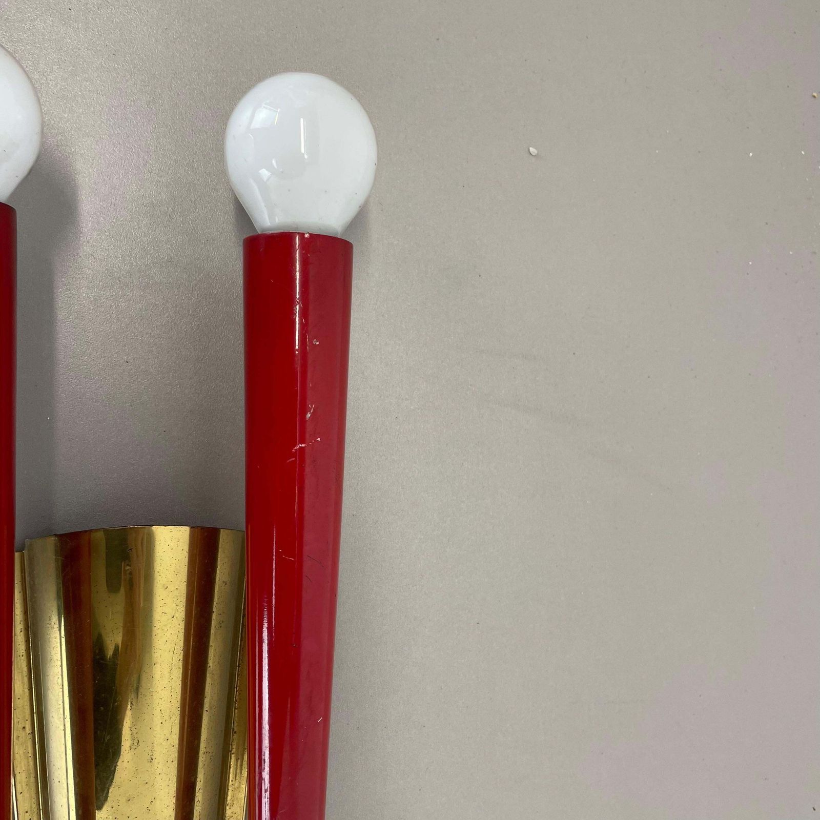 photo furniture Rare Minimalist 32cm Brass Stilnovo Style Theatre Wall Light Sconce, Italy 1950s