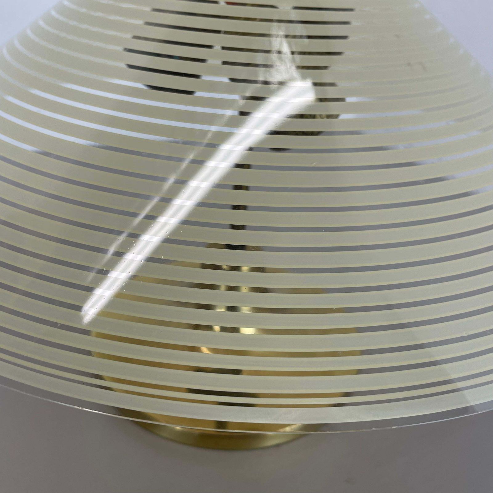 photo furniture Modernist Stilnovo Style Brass And Glass Ceiling Flushmount Light, Italy 1950s