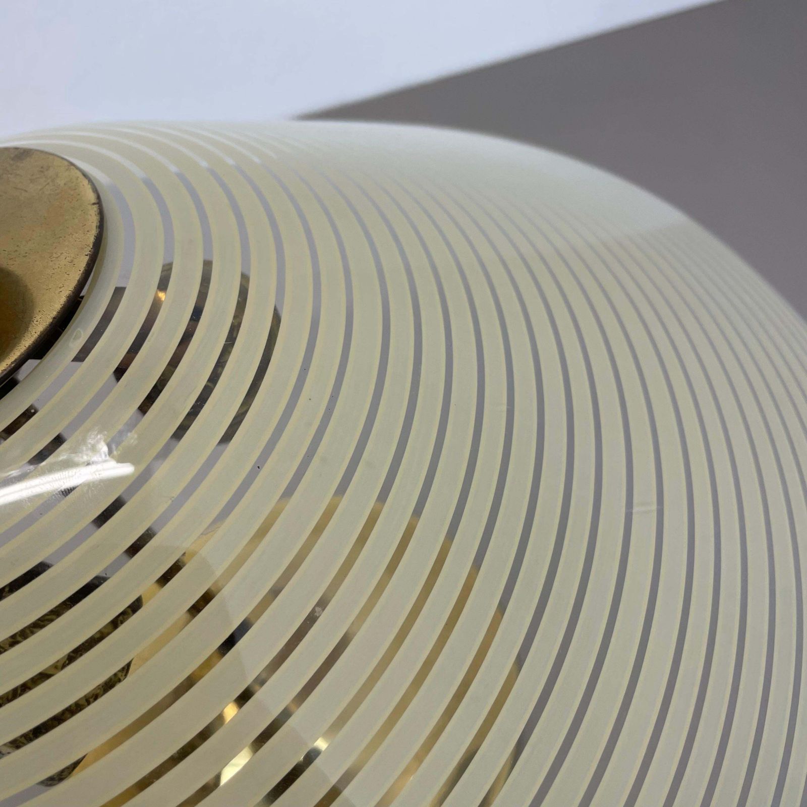 photo buy Modernist Stilnovo Style Brass And Glass Ceiling Flushmount Light, Italy 1950s