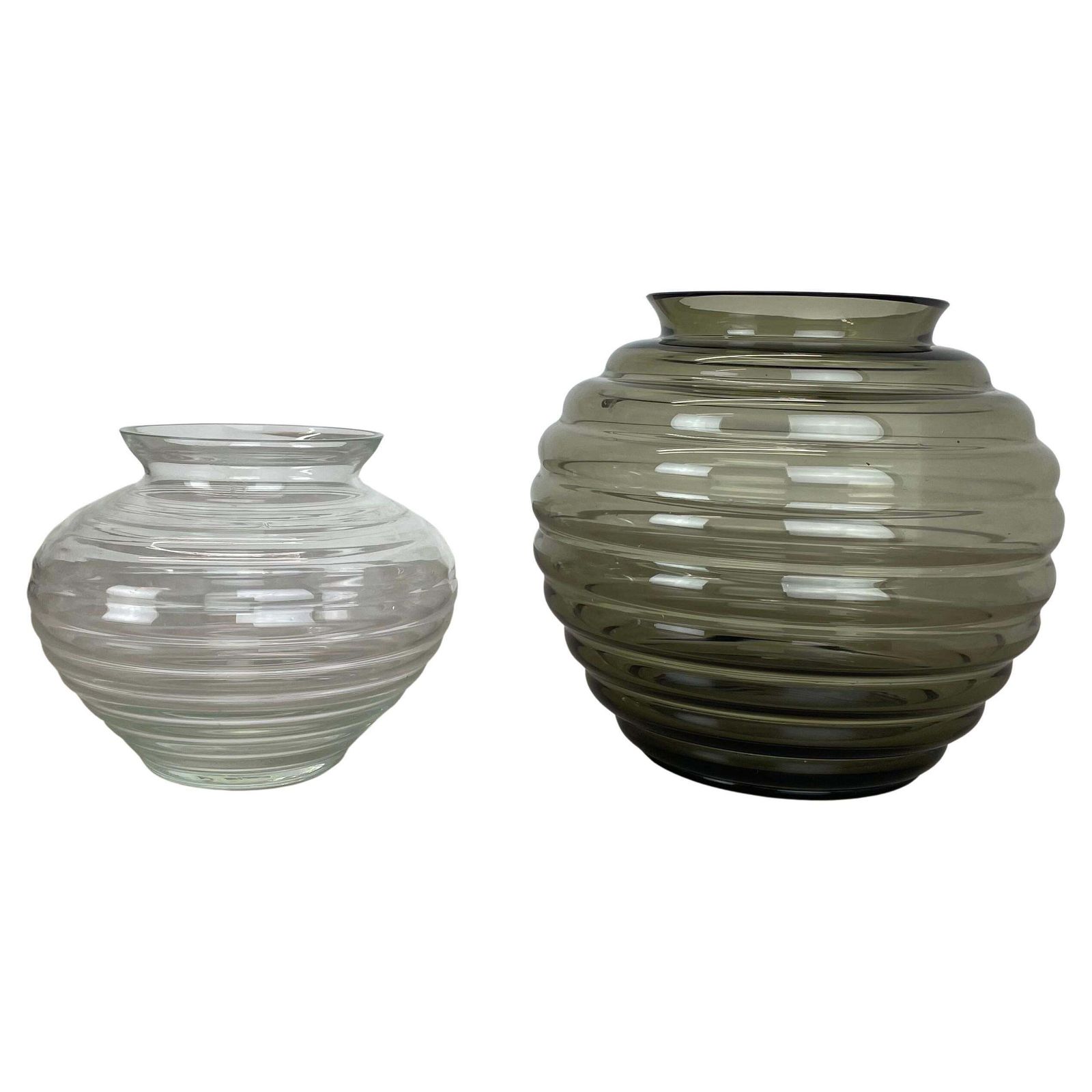 Set Of 2 Glass Vase By Richard Lauke For Vlg Weisswasser, Germany, 1960s