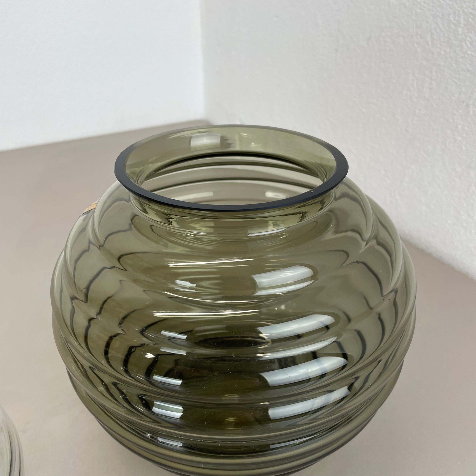 photo vinterior Set Of 2 Glass Vase By Richard Lauke For Vlg Weisswasser, Germany, 1960s