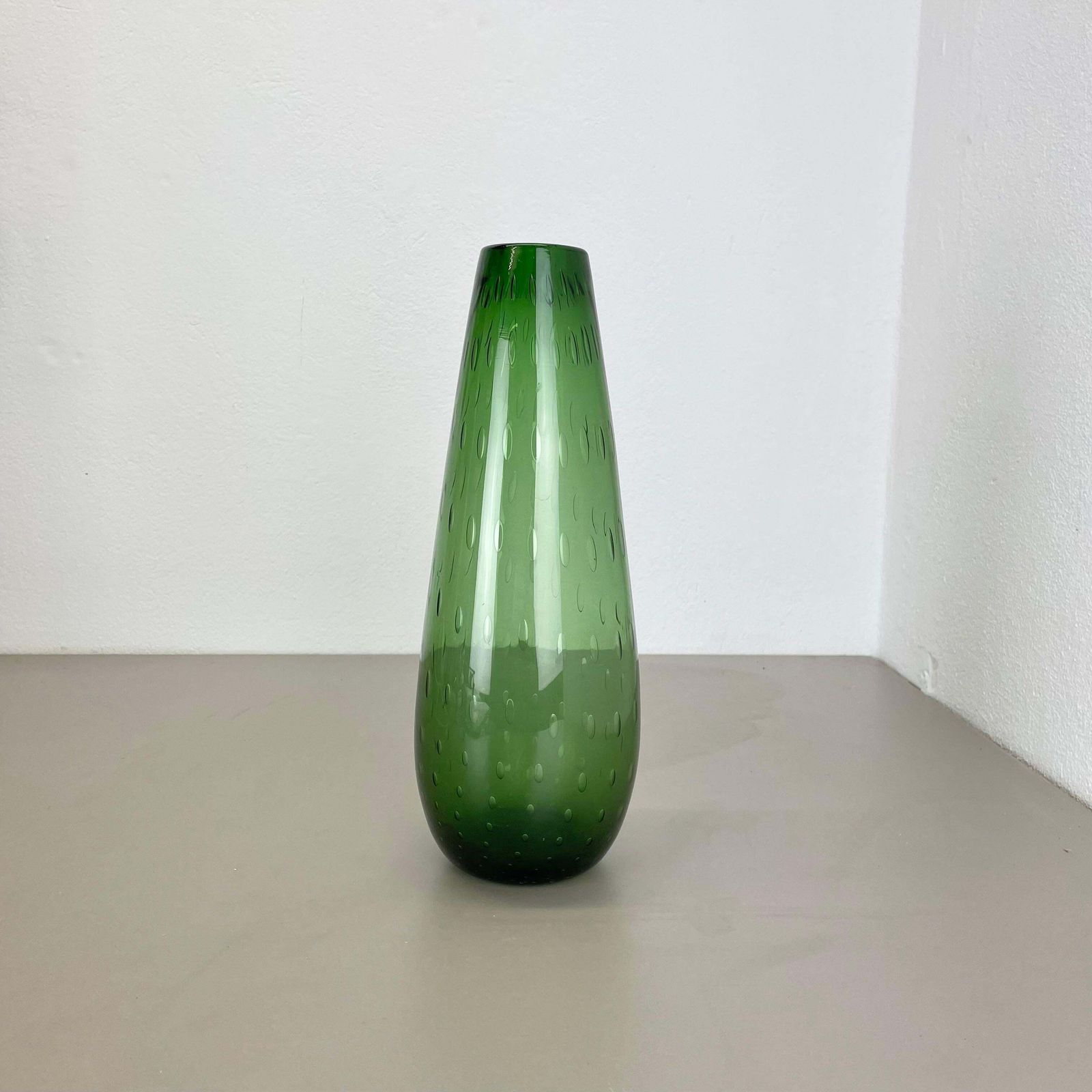 Large 33cm Murano Glass Bullicante Bubble "Green" Vase Element, Italy, 1970s photo furniture