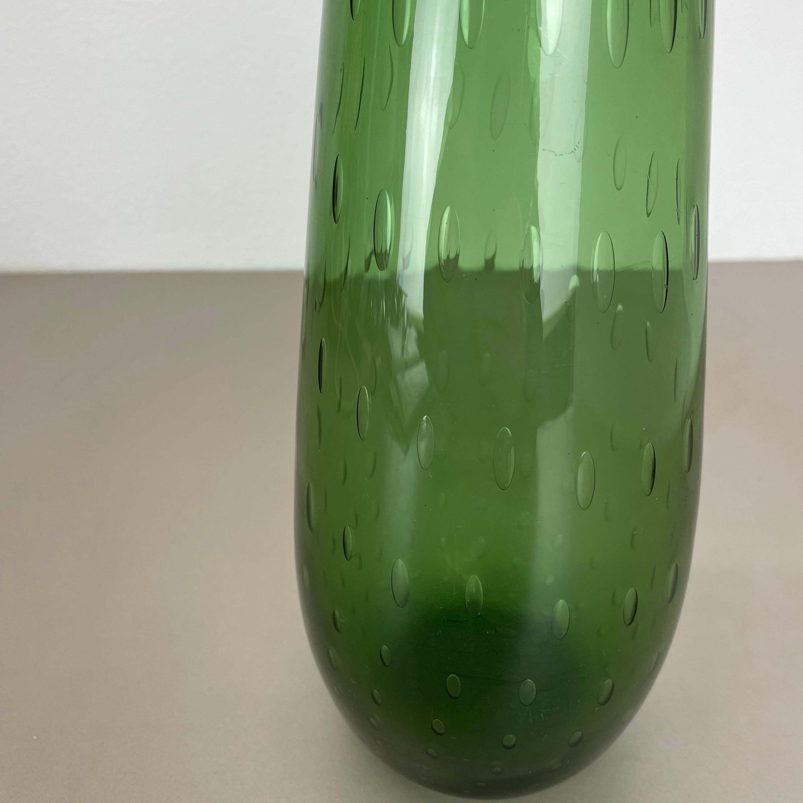Large 33cm Murano Glass Bullicante Bubble "Green" Vase Element, Italy, 1970s photo buy