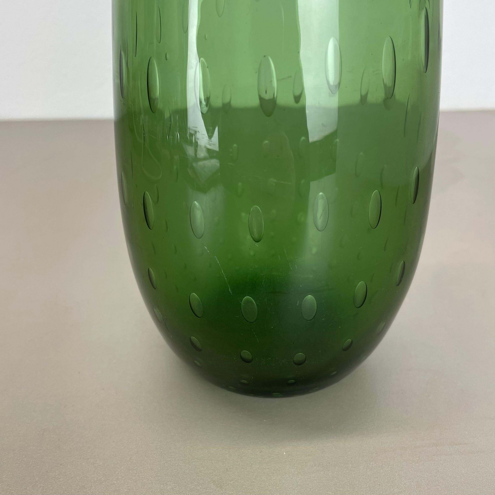 photo for sale Large 33cm Murano Glass Bullicante Bubble "Green" Vase Element, Italy, 1970s