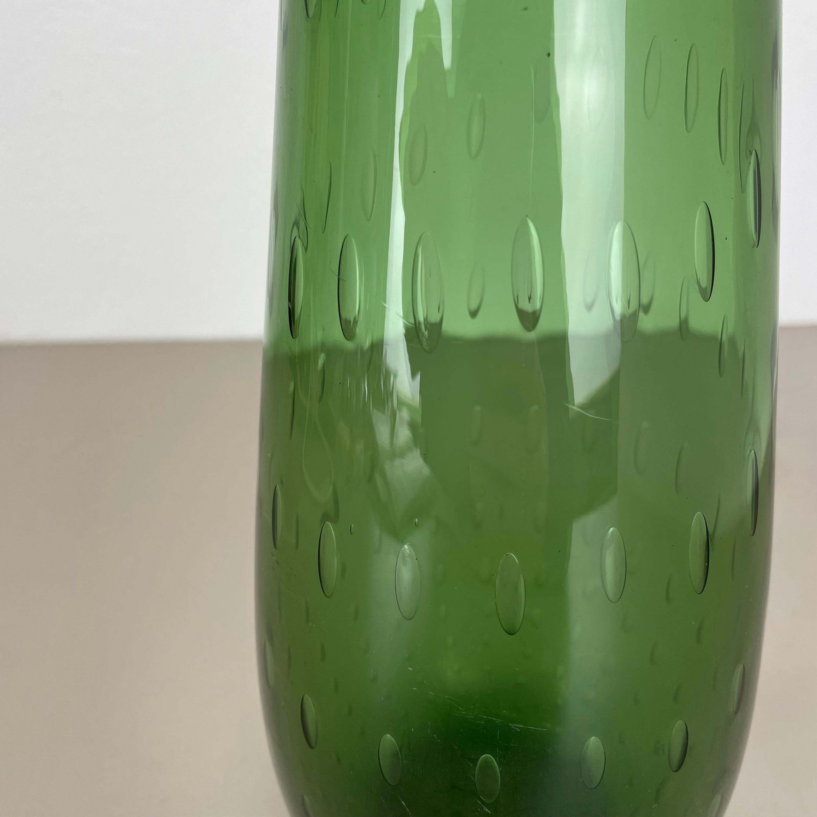 Home Decor Large 33cm Murano Glass Bullicante Bubble "Green" Vase Element, Italy, 1970s photo