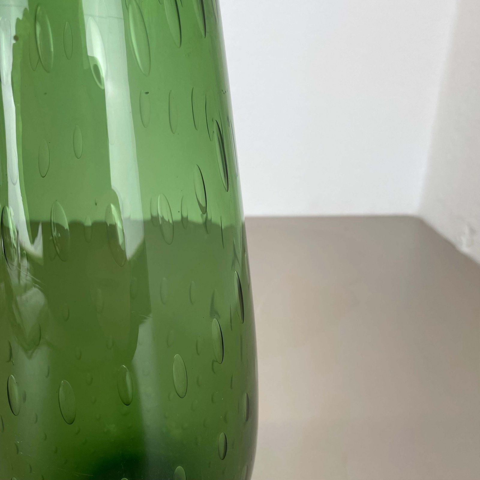 477.0 Large 33cm Murano Glass Bullicante Bubble "Green" Vase Element, Italy, 1970s photo