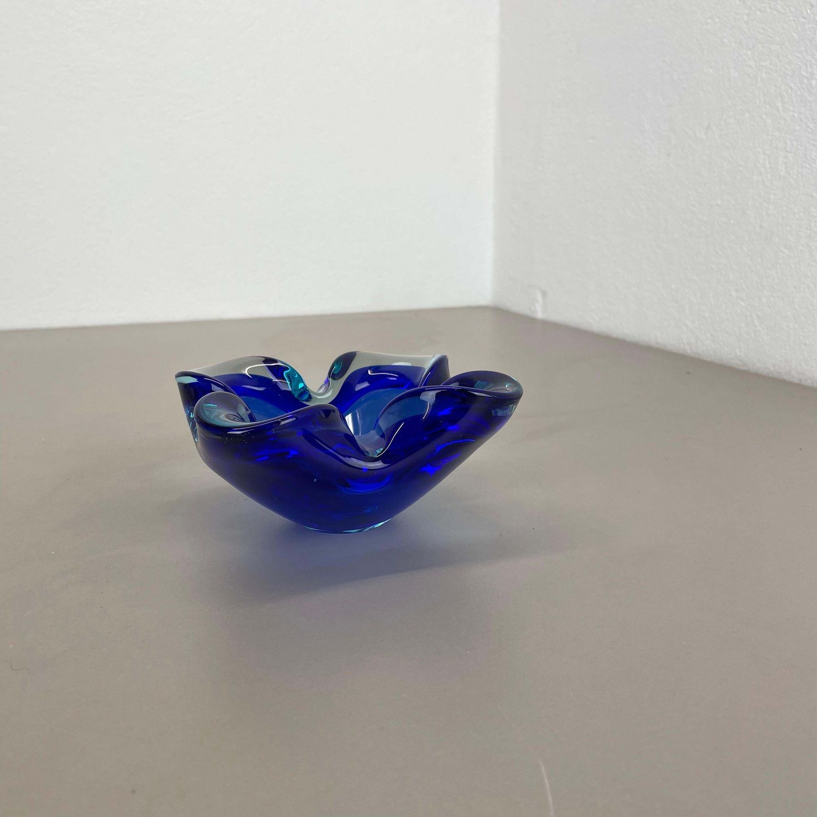 Home Decor Unique Large Blue Murano Glass Multicolor Bowl Element Shell Italy, 1970 photo