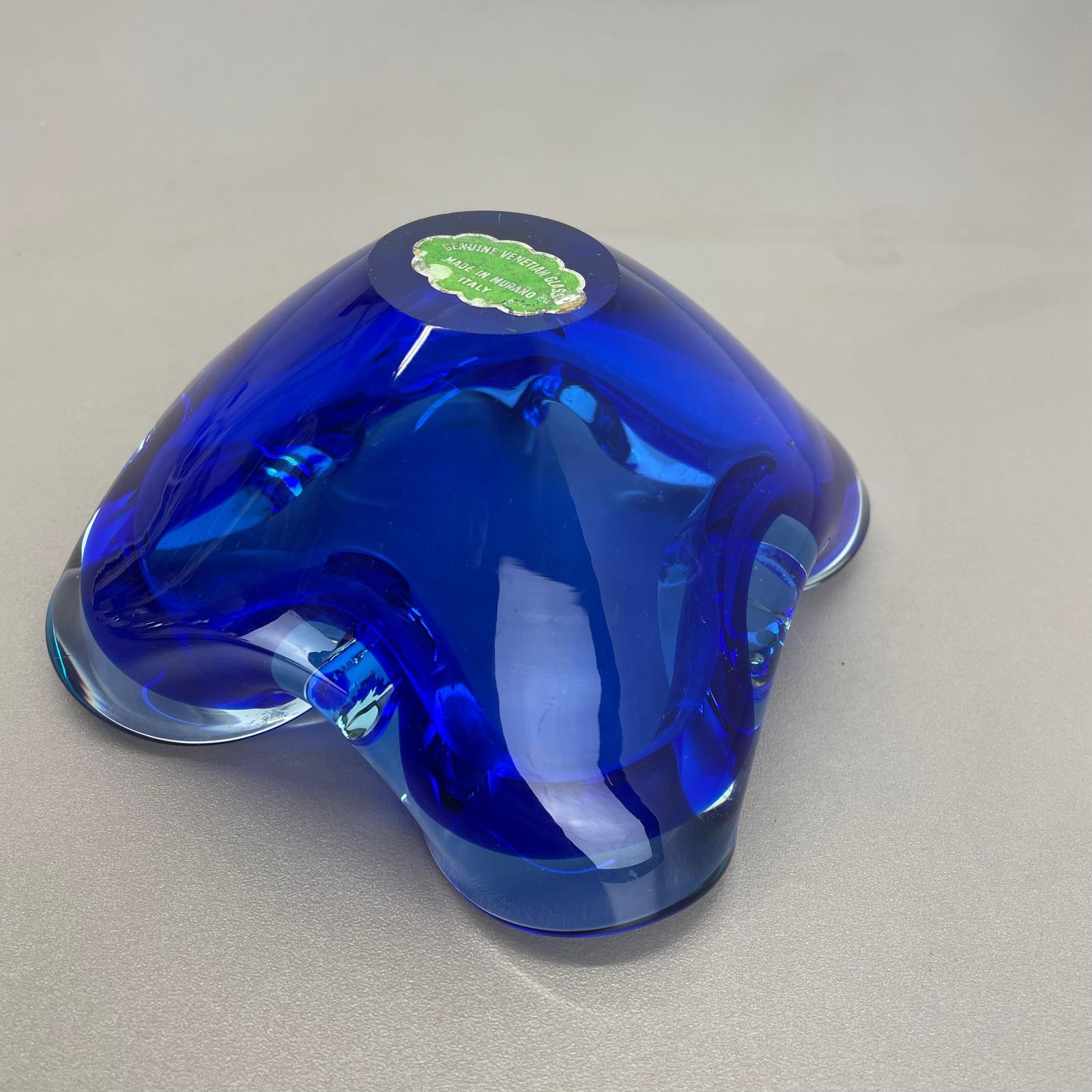 photo buy Unique Large Blue Murano Glass Multicolor Bowl Element Shell Italy, 1970