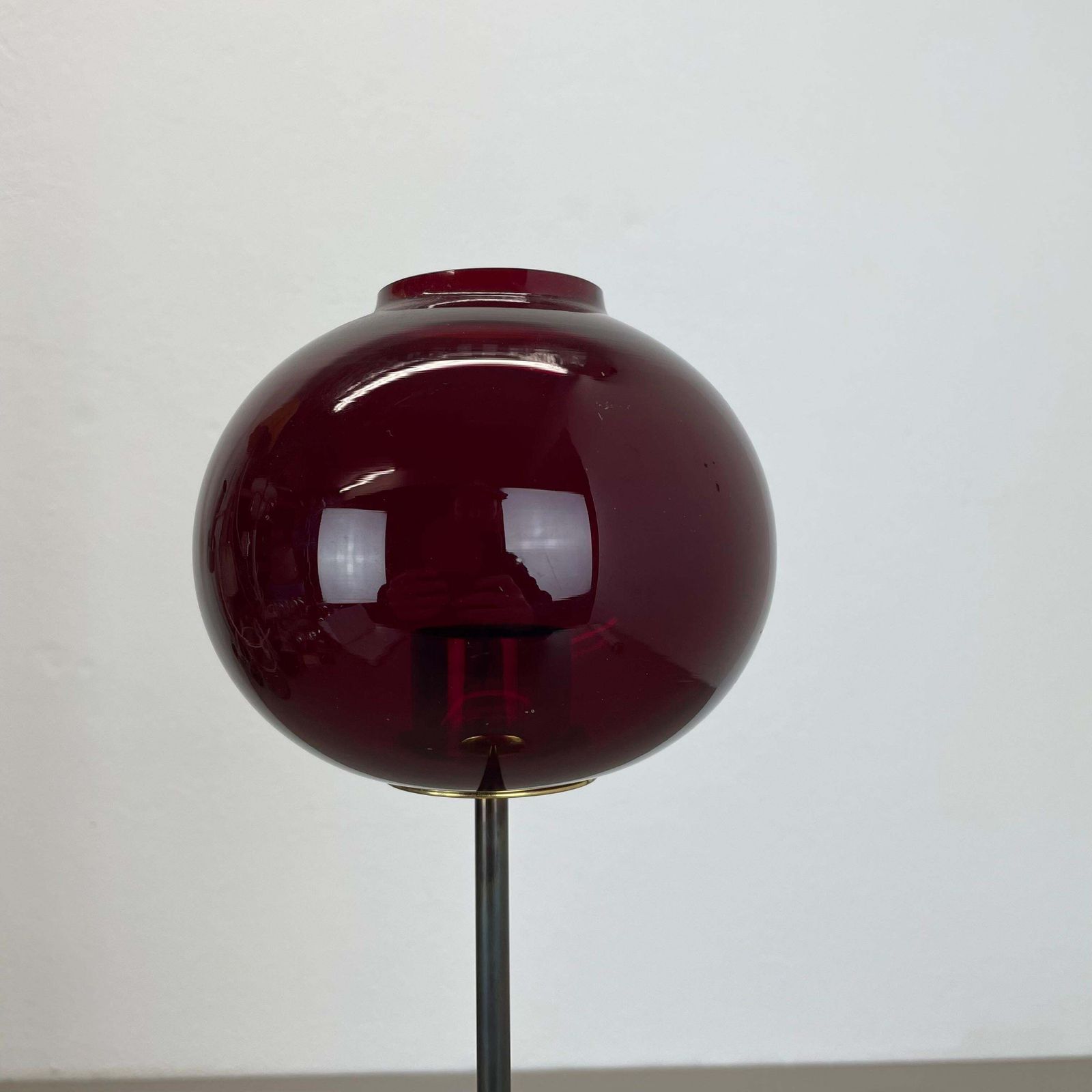 Large 43cm Brass Glass Candleholder Made By Hans Agne Jakobsson Ab, Sweden 1960s photo 693.0