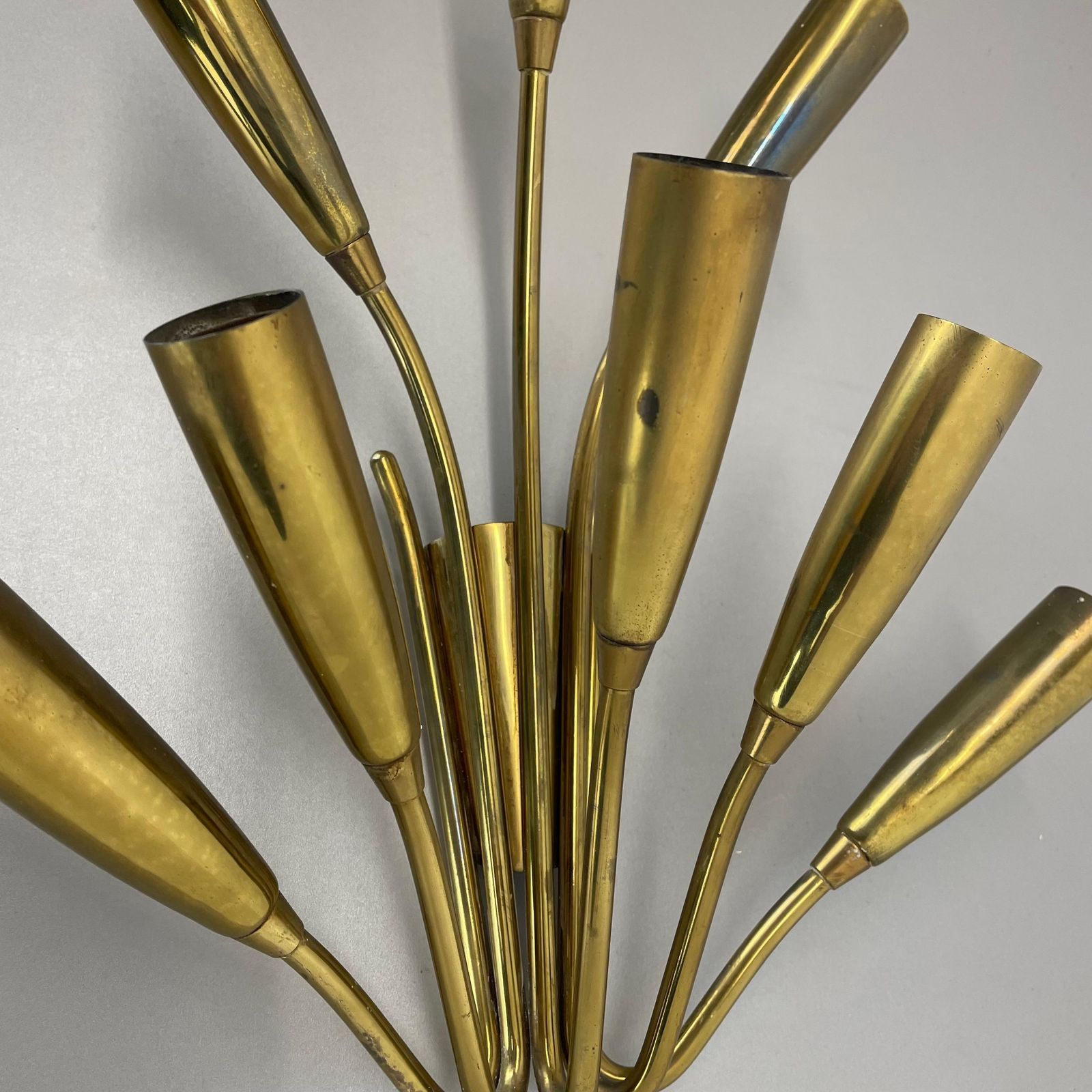 Rare Minimalist 39cm Brass Stilnovo Style Theatre Wall Light Sconce, Italy 1950s photo vintage